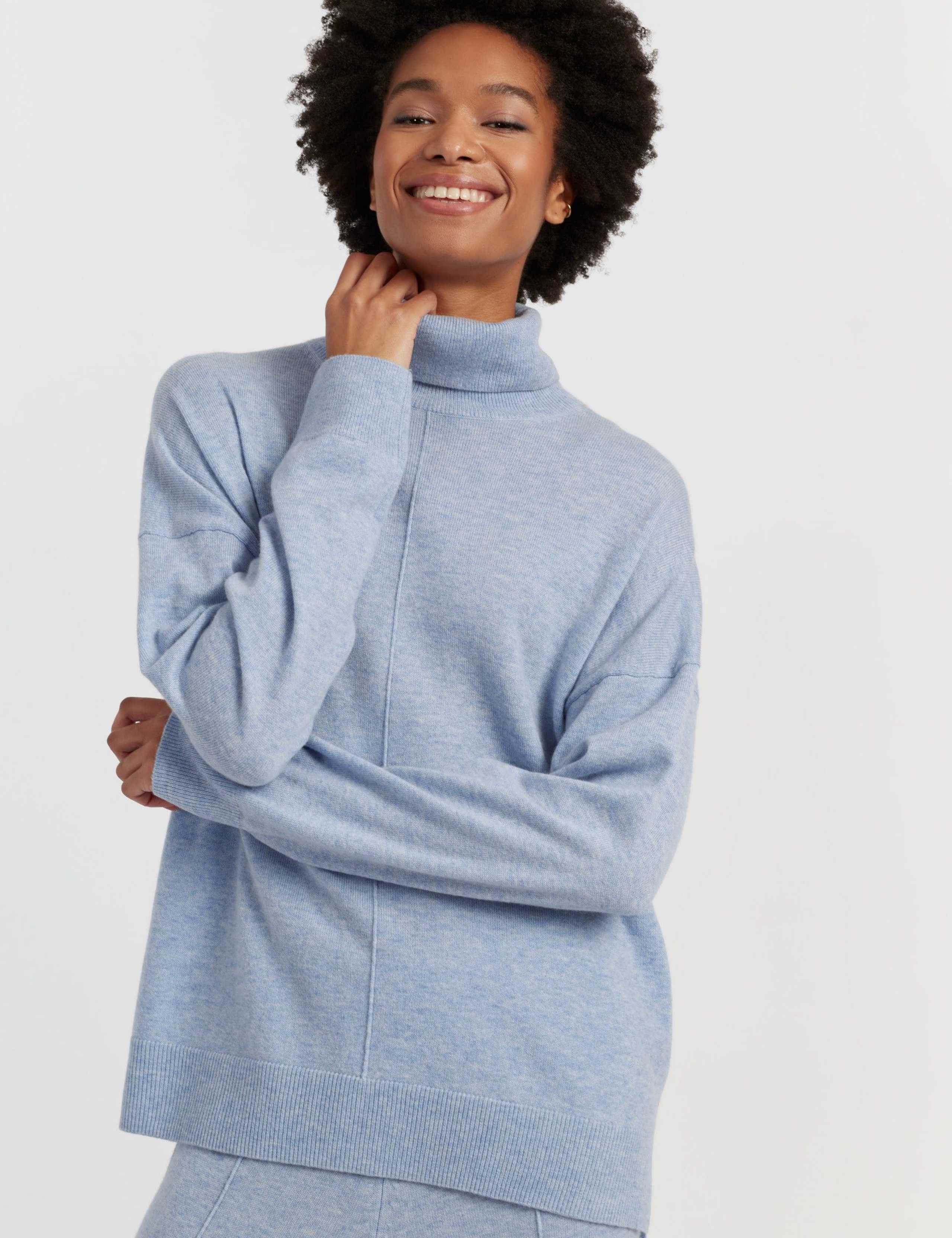 Wool Rich Roll Neck Relaxed Jumper with Cashmere