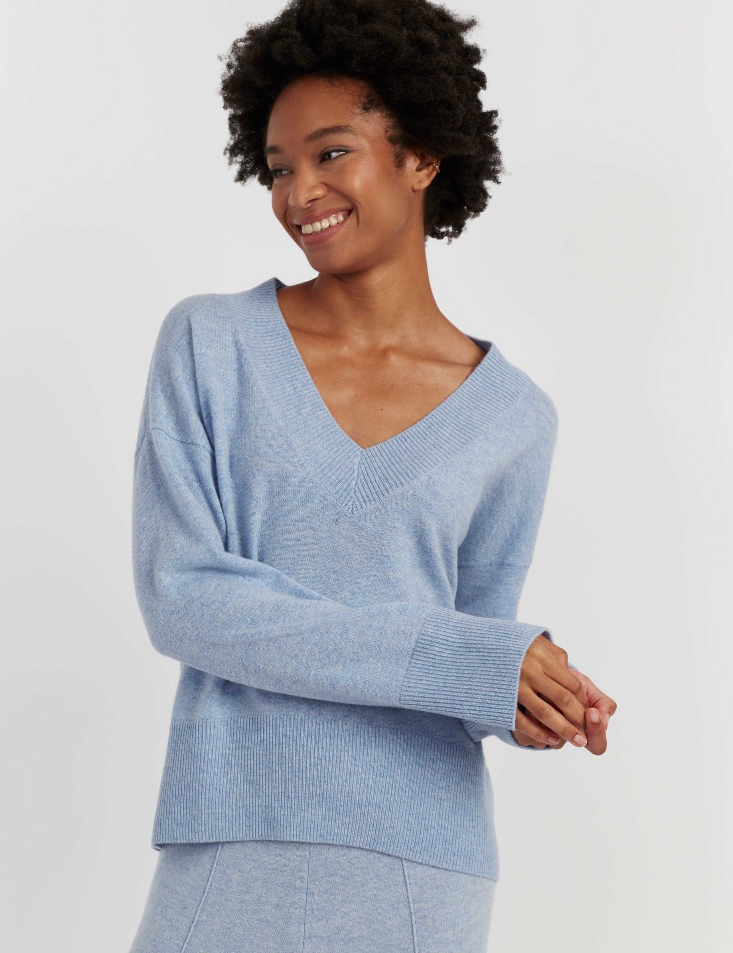 Wool Rich V-Neck Relaxed Jumper with Cashmere
