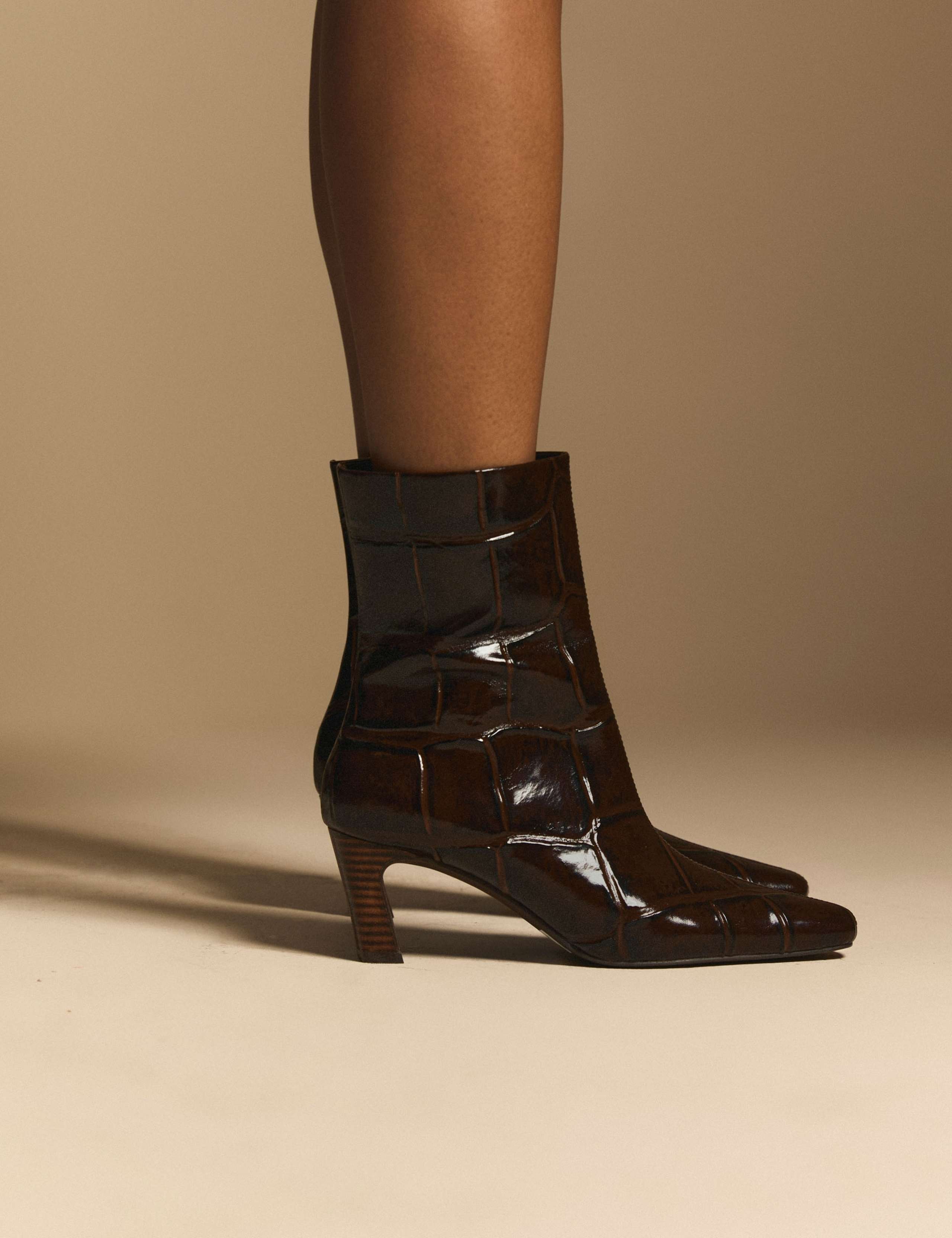 Animal Print Leather Ankle Boot