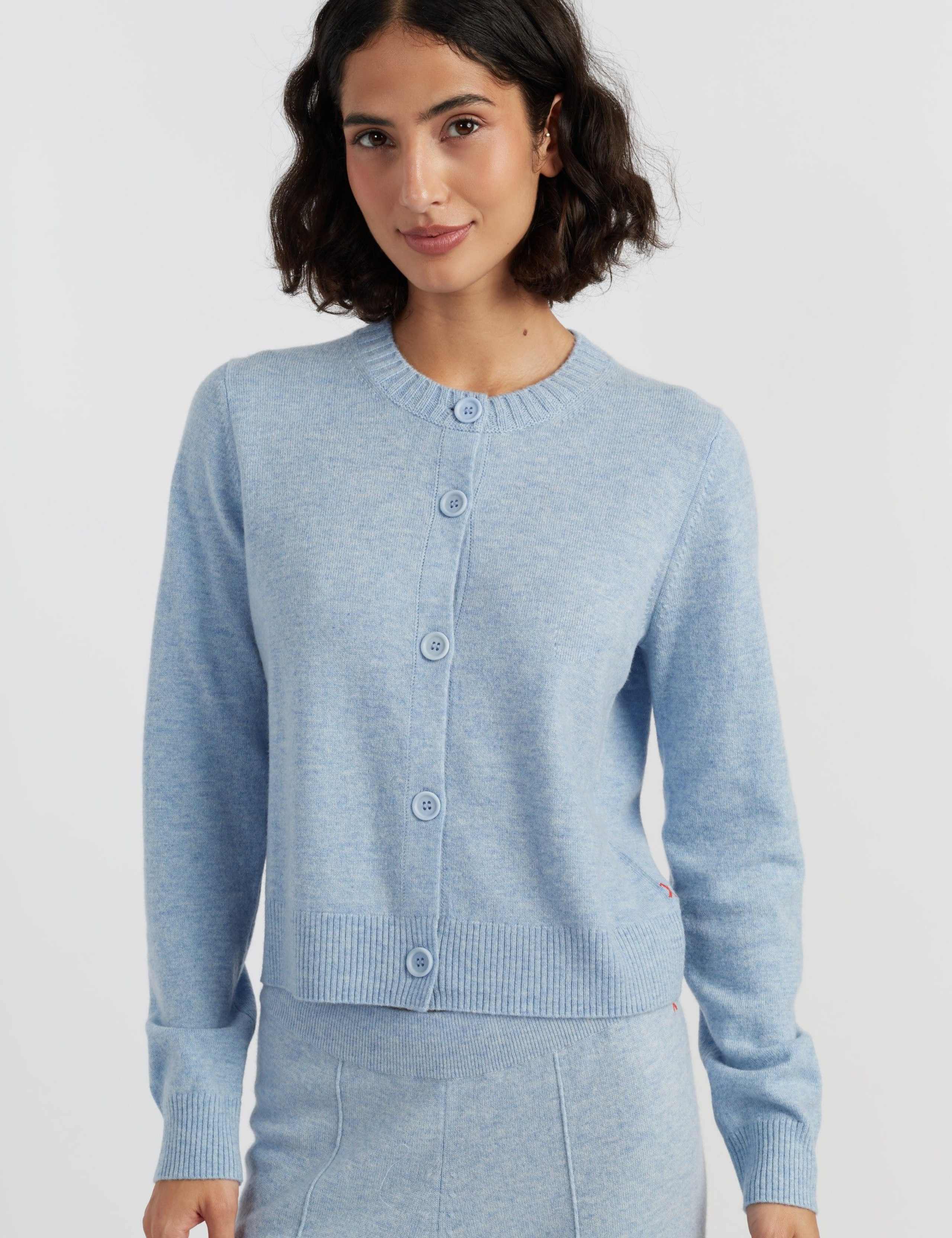 Wool Rich Button Front Cardigan with Cashmere