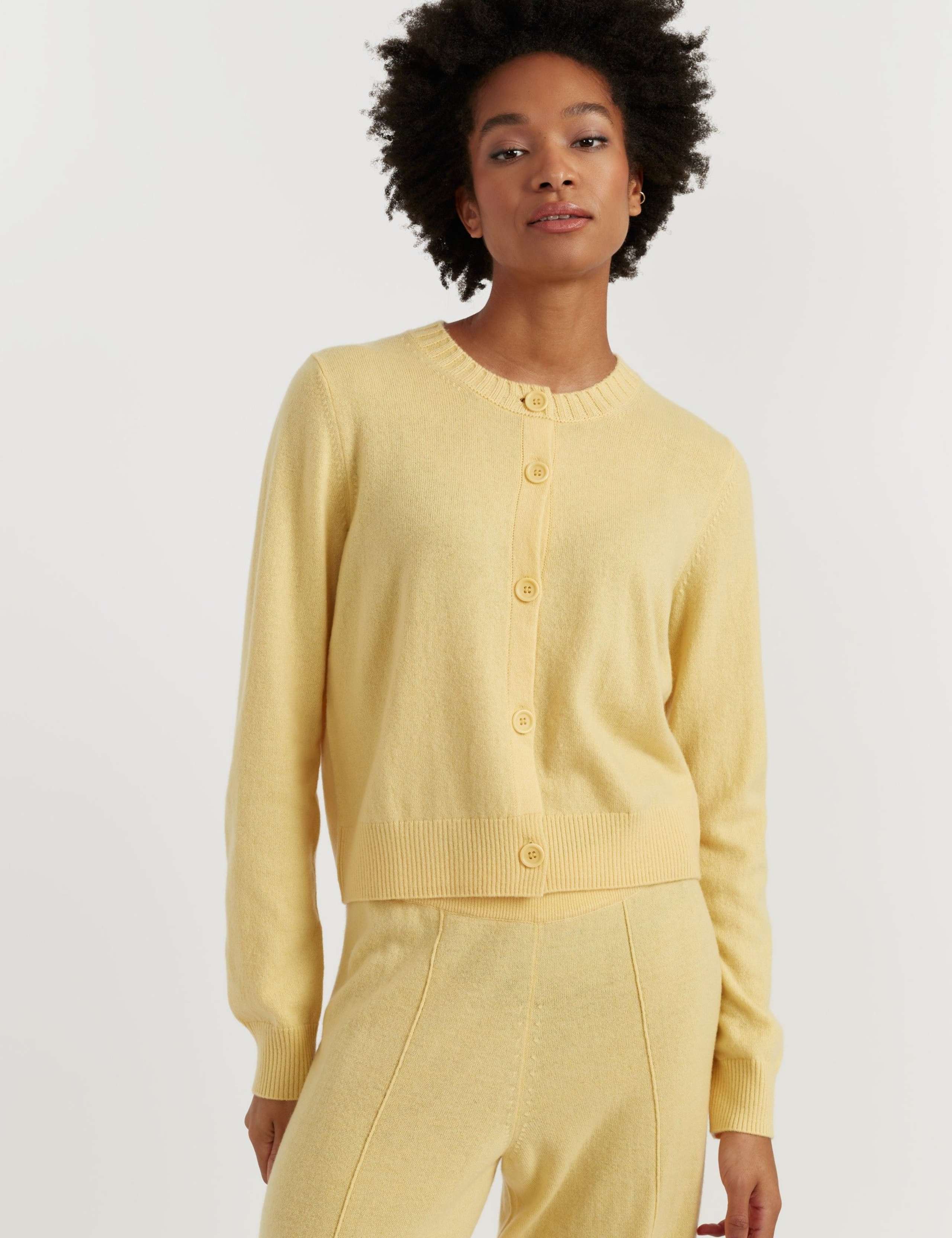 Wool Rich Button Front Cardigan with Cashmere