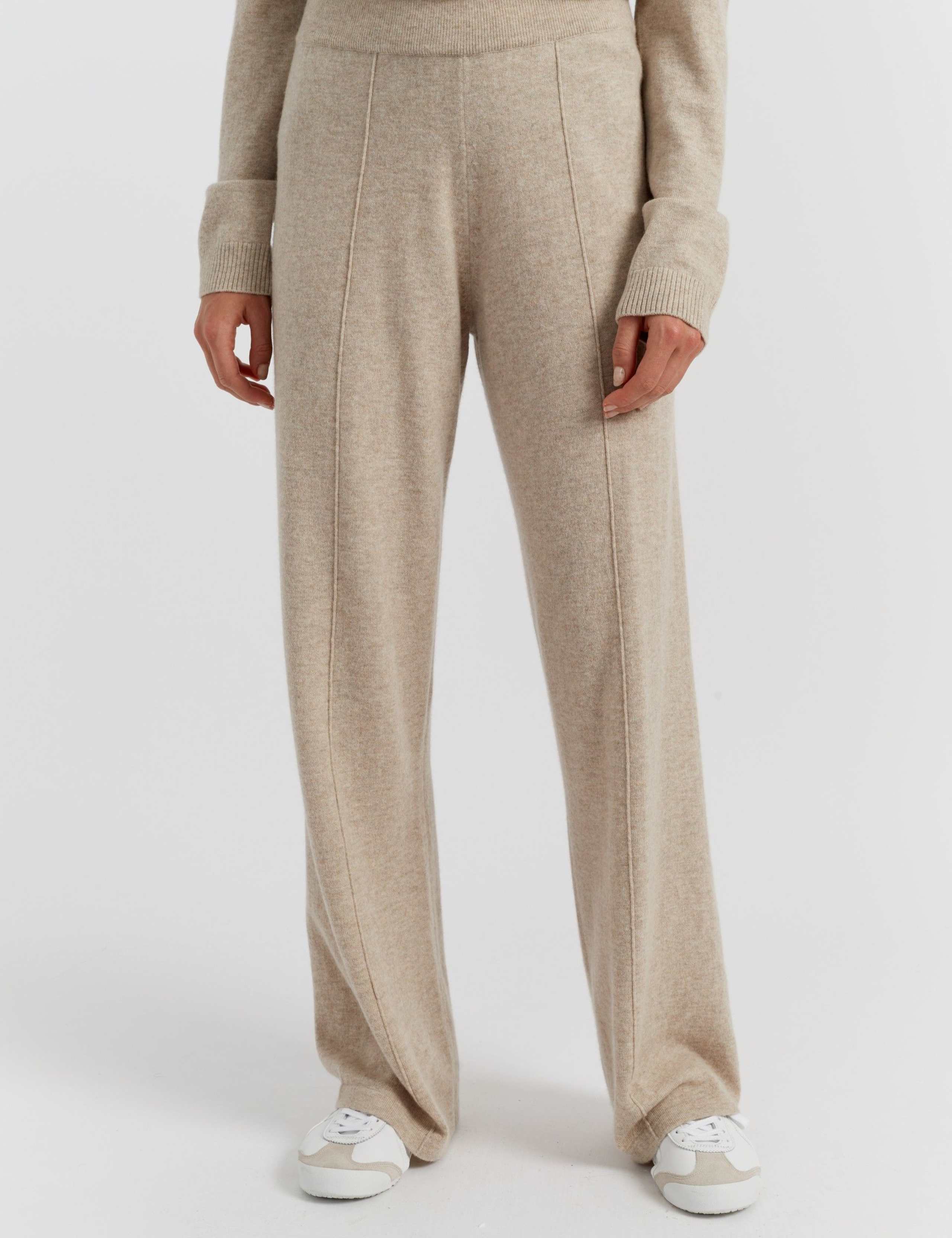 Wool Rich Wide Leg Joggers with Cashmere