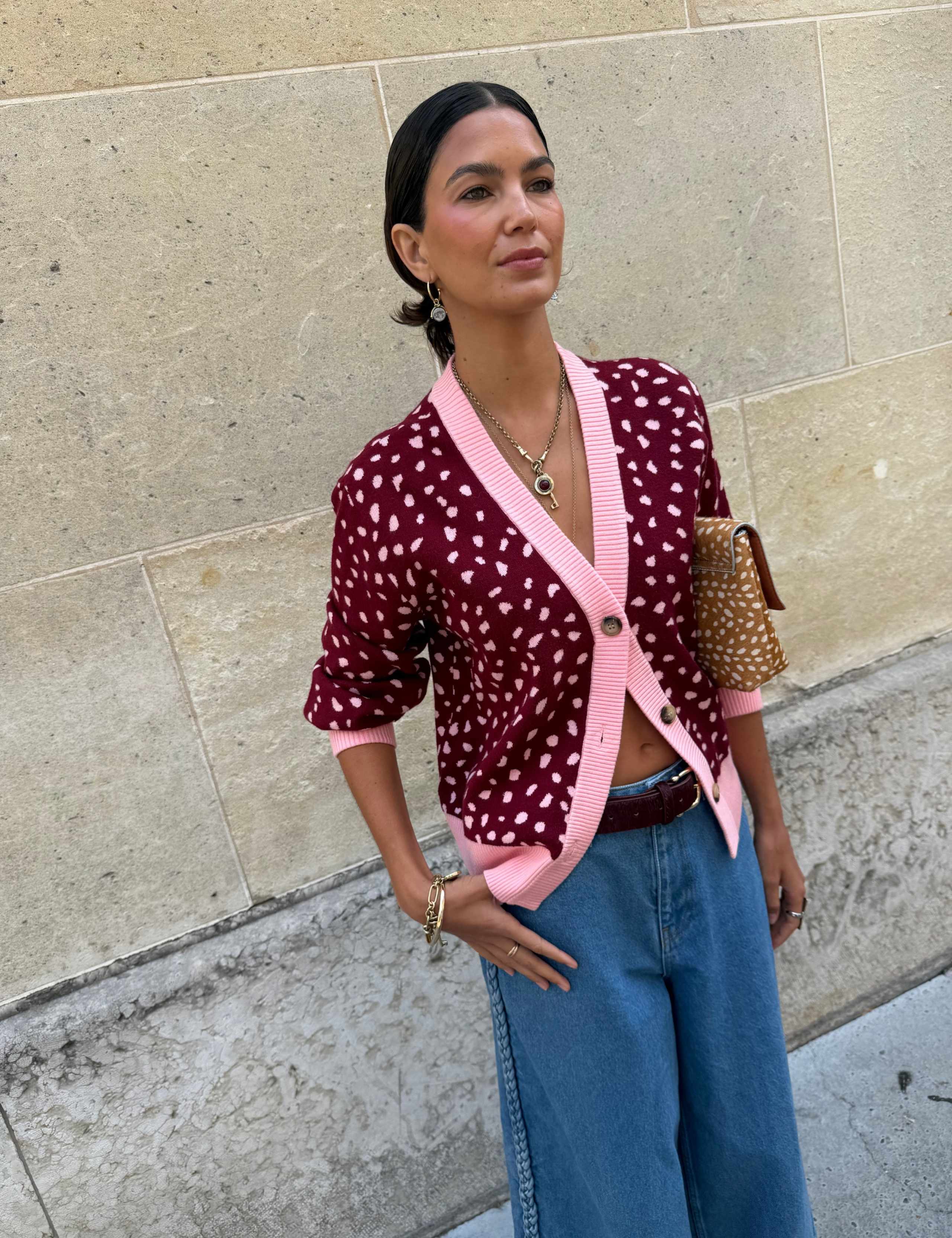 Deer Print V-Neck Cardigan