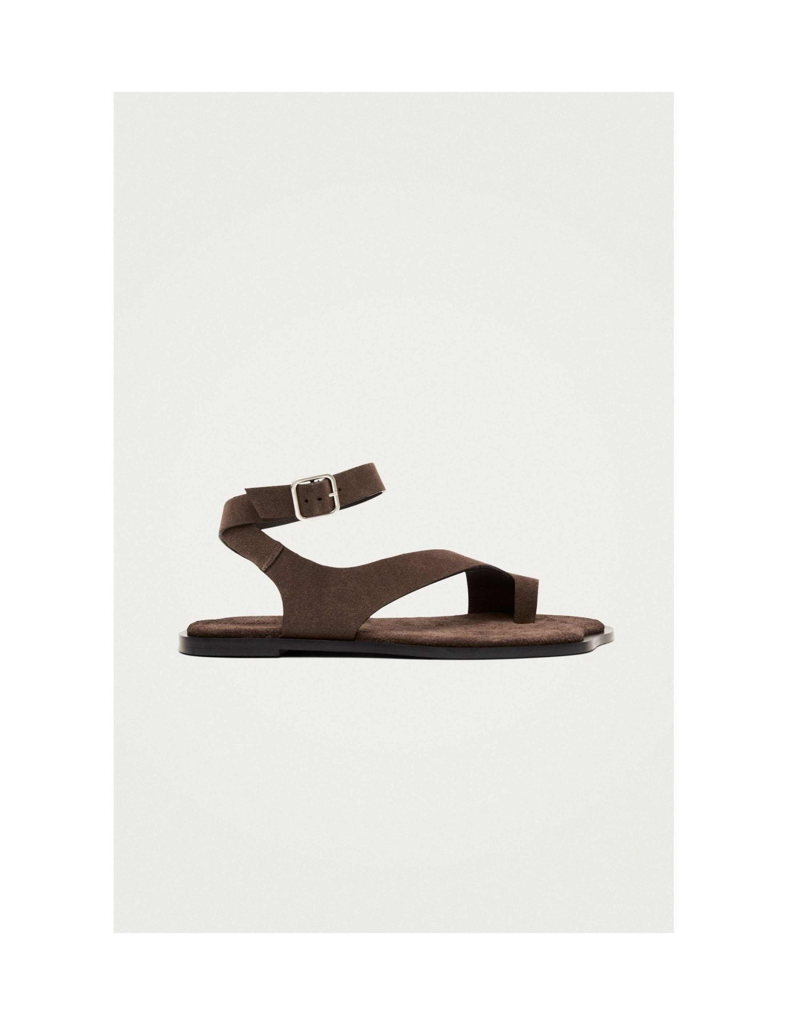 Leather Buckle Flat Slingback Sandals