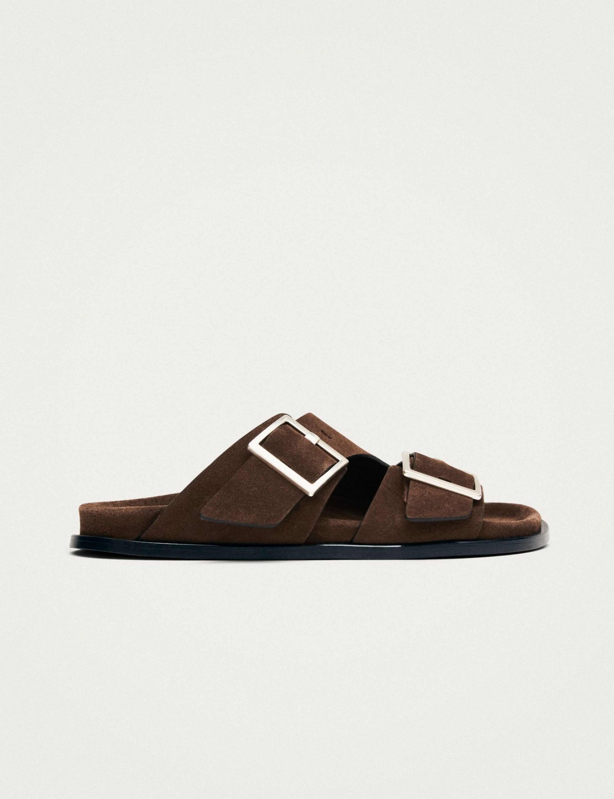 Leather Buckle Flat Sliders