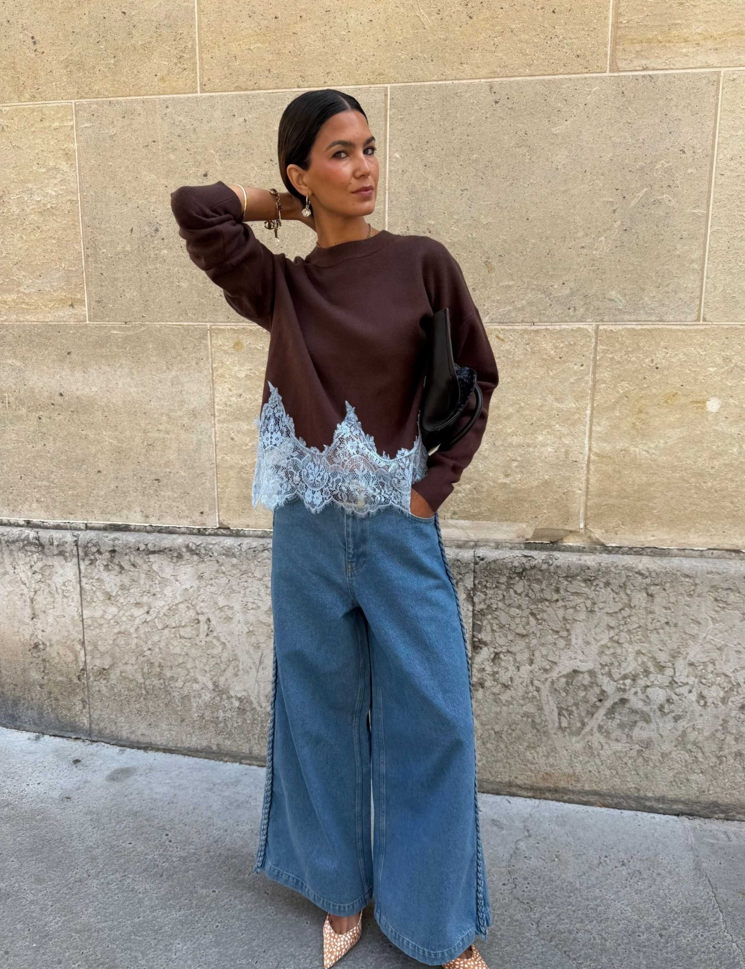 Lace Detail Relaxed Jumper