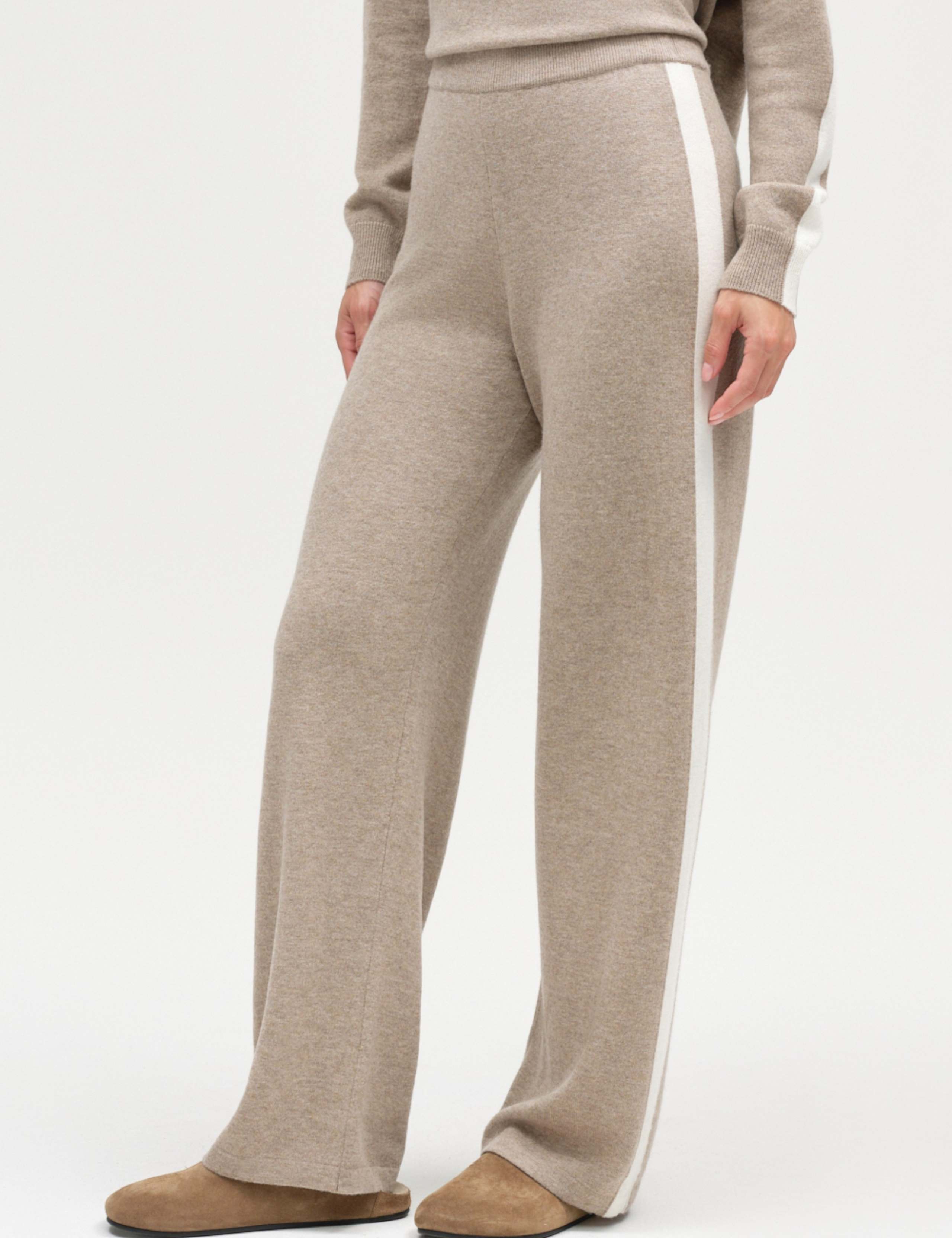 Striped Straight Leg Trousers with Wool