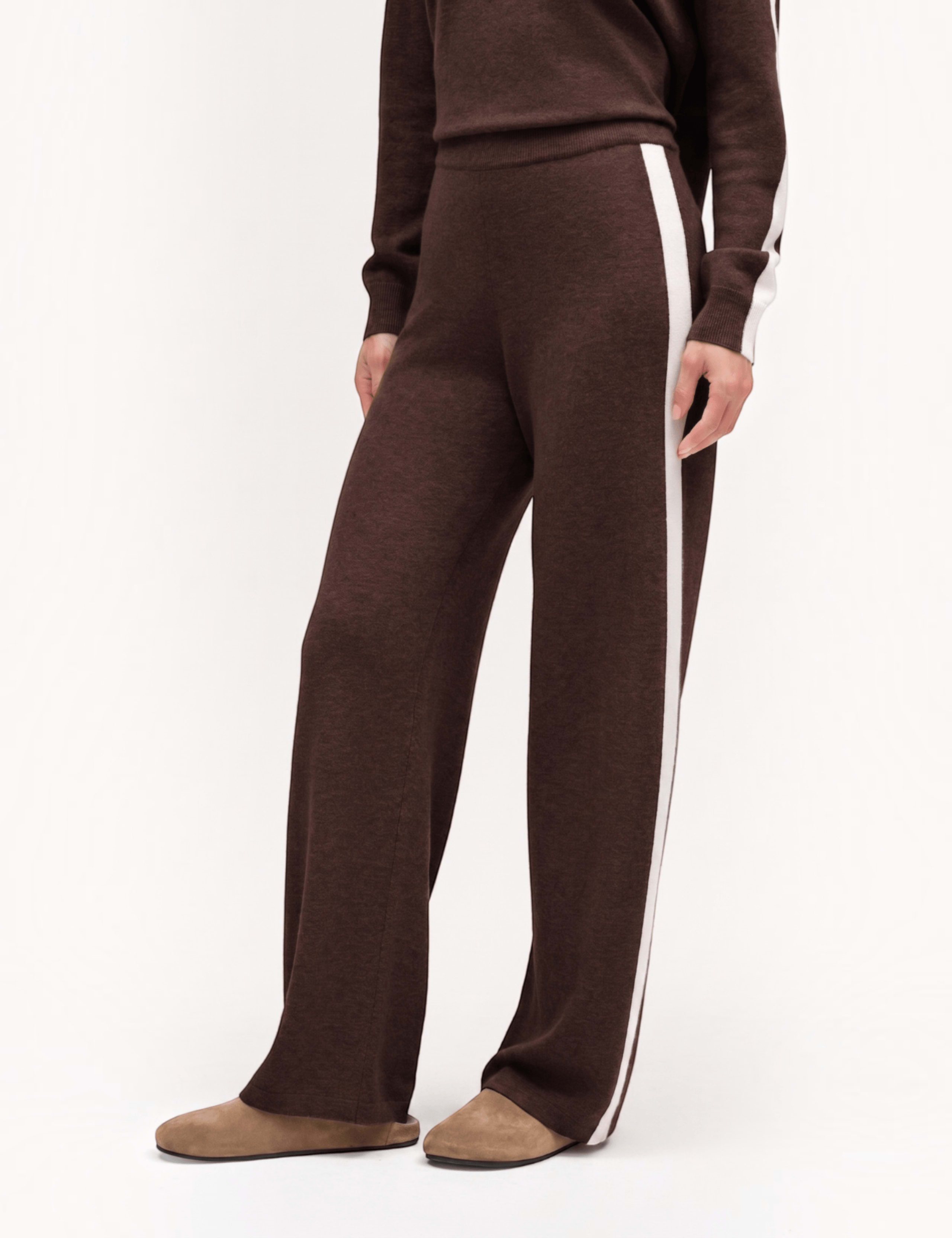 Striped Straight Leg Trousers with Wool