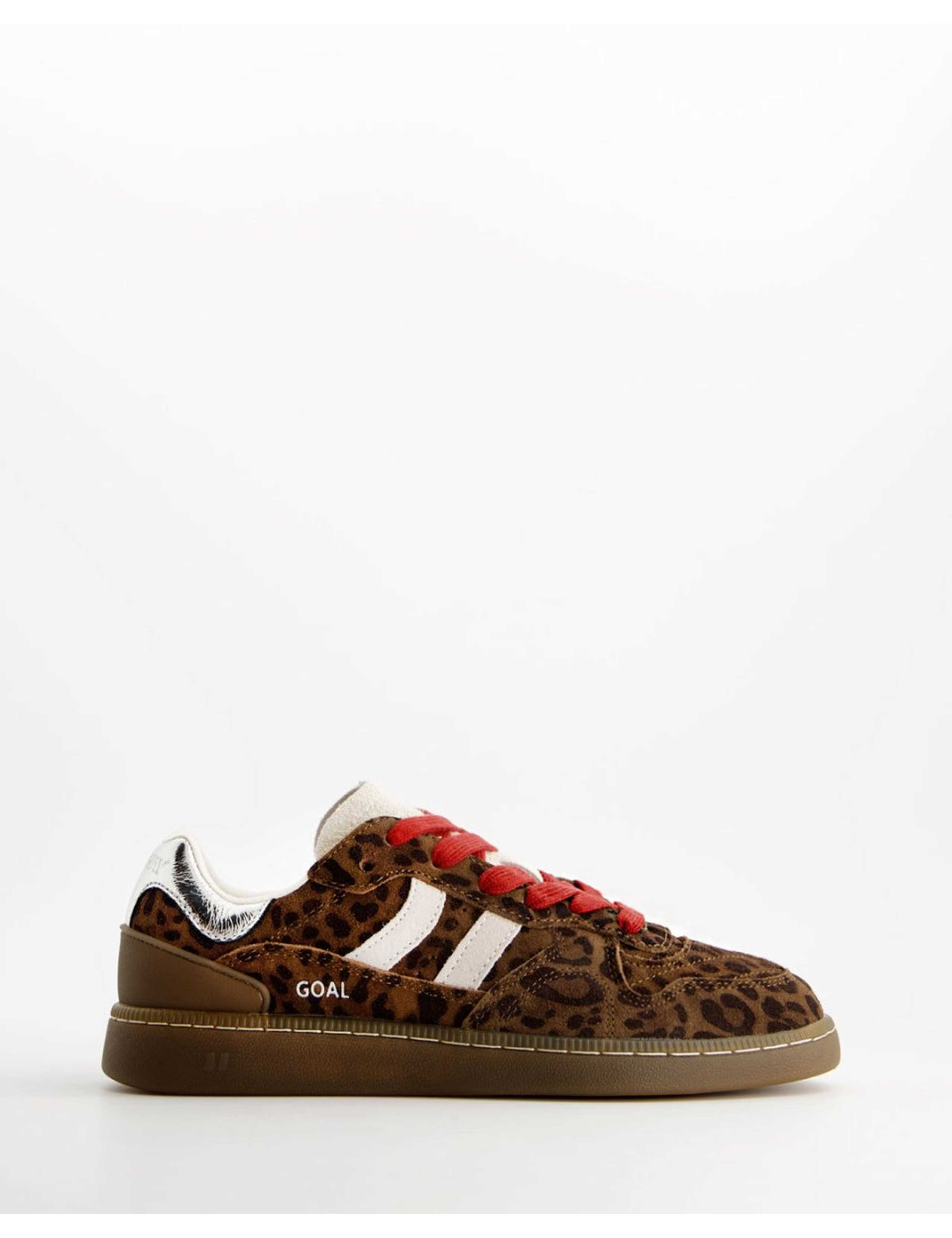 Suede Animal Print Lace Up Trainers