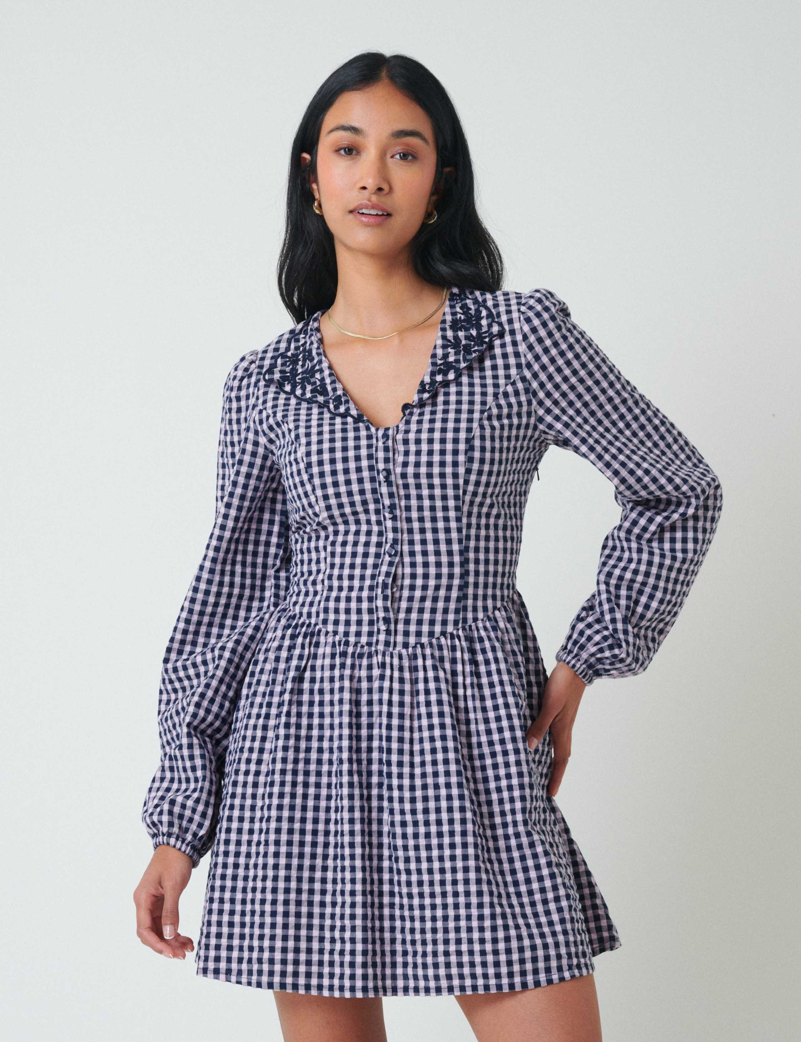 Pure Cotton Gingham Mini Skater Dress
