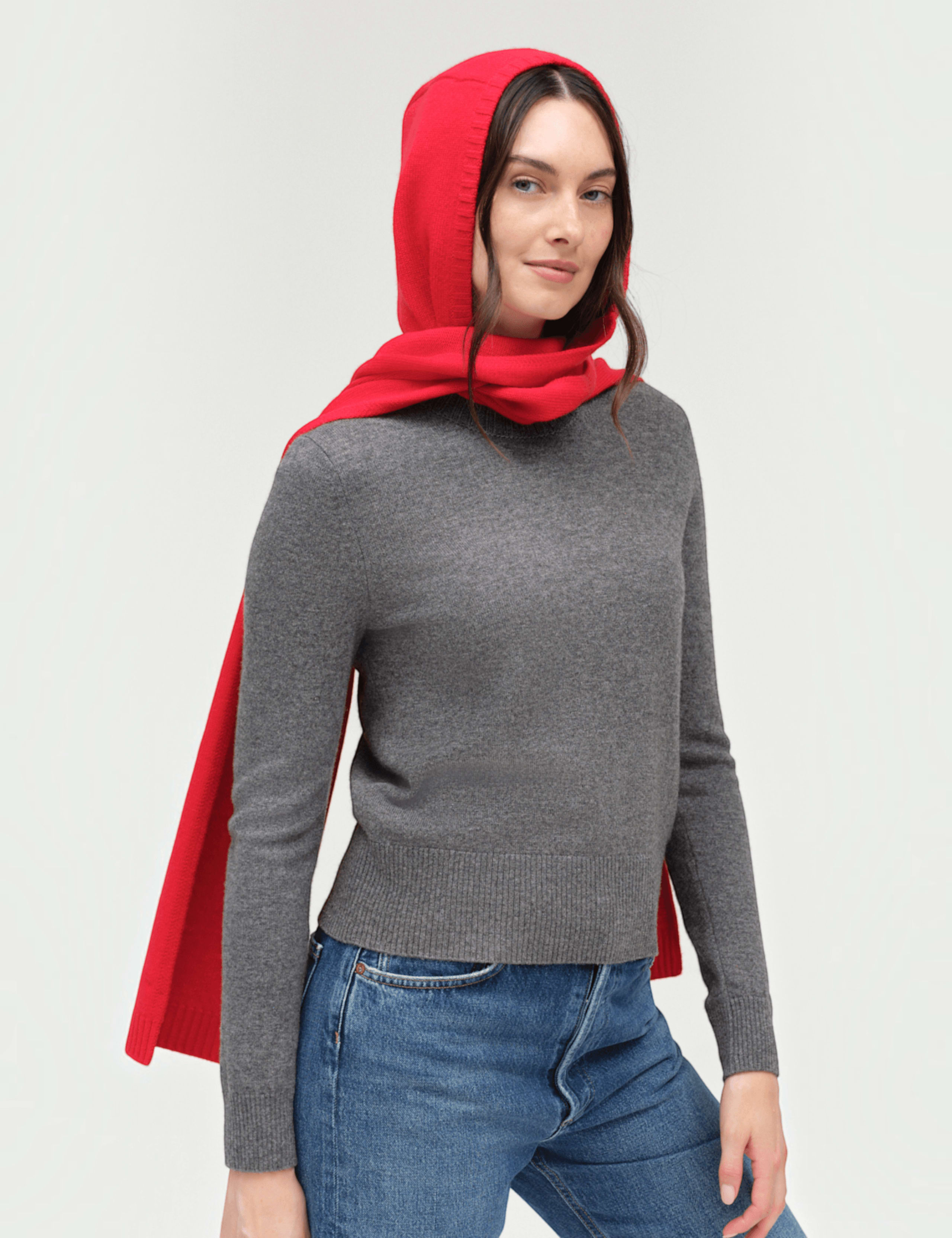 Wool Rich Knitted Hooded Scarf