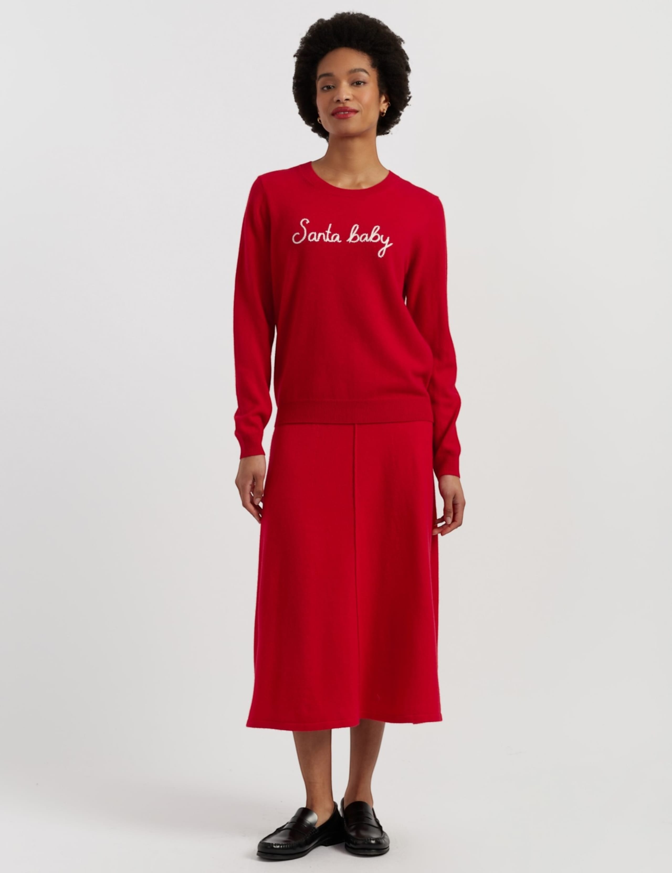 Wool Cashmere Slogan Crew Neck Jumper