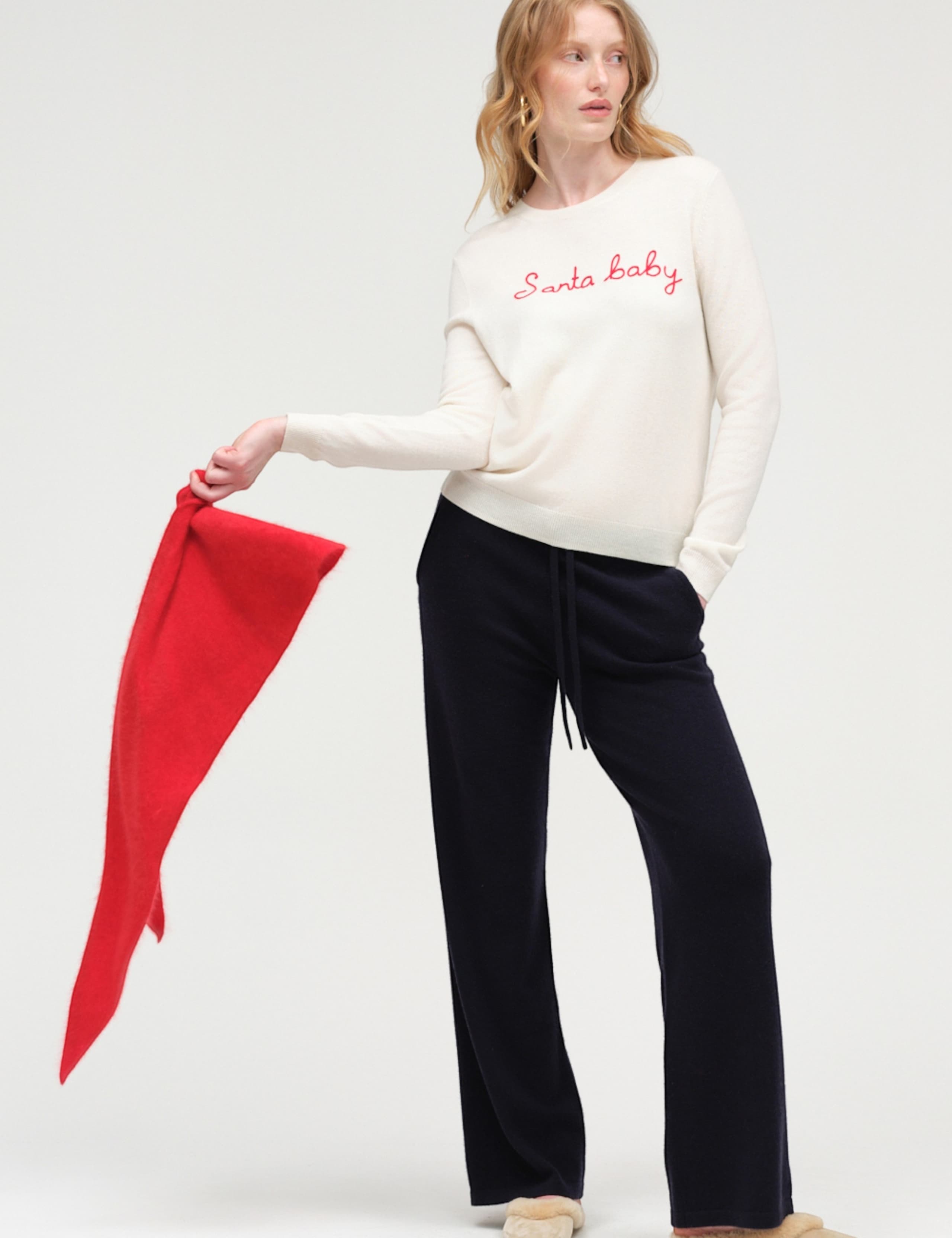 Wool Cashmere Slogan Crew Neck Jumper