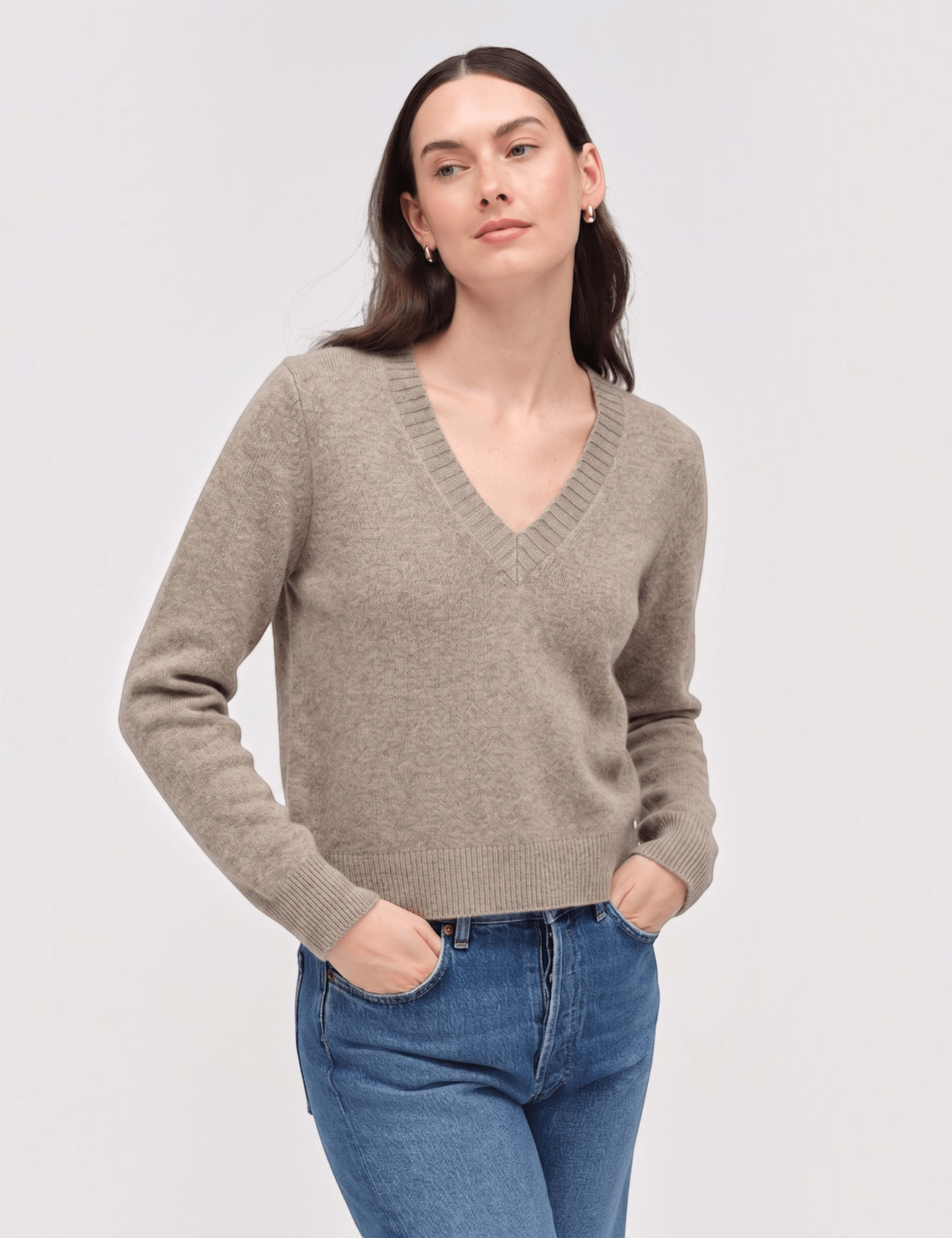 Wool Rich Slouchy V Neck Sweater