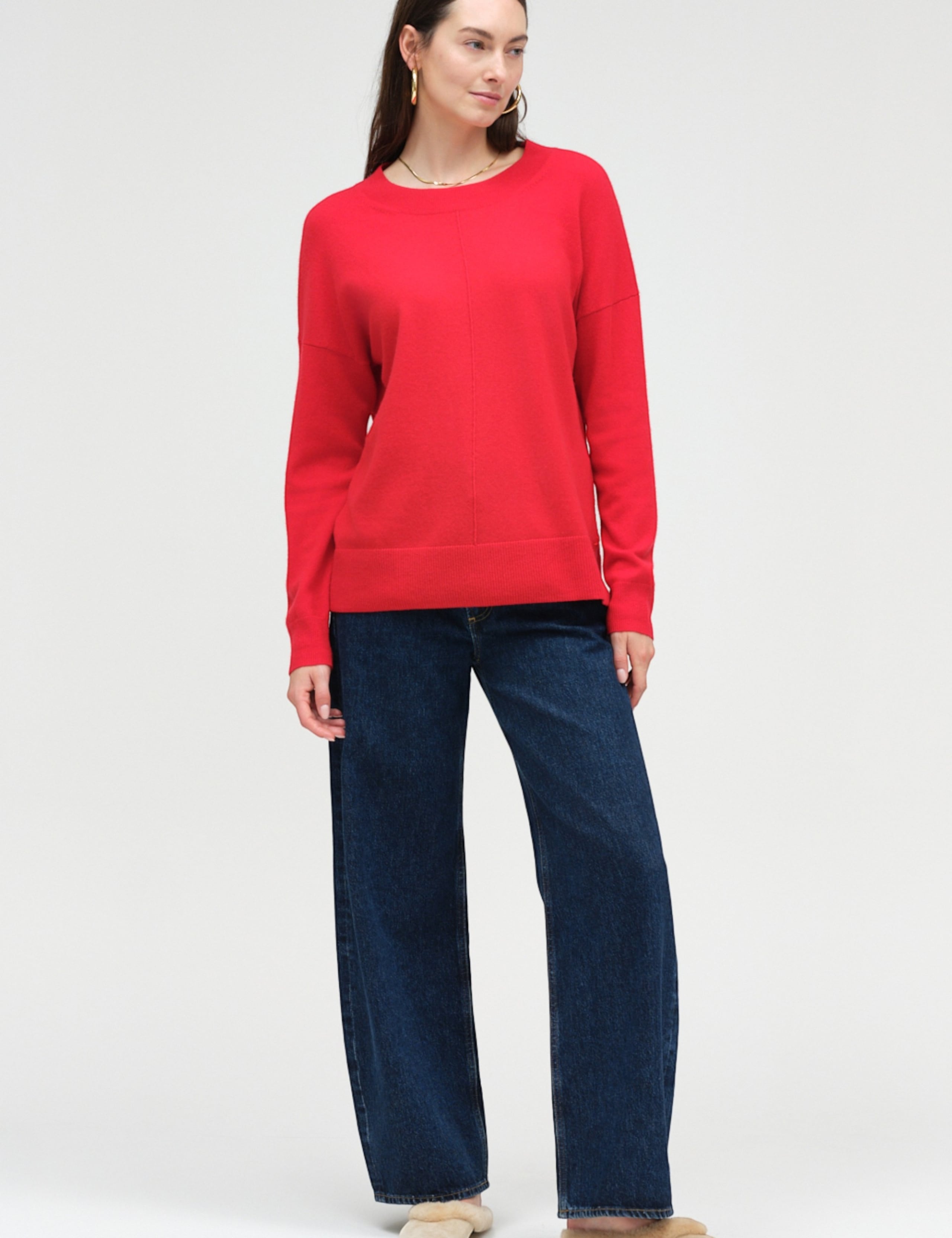 Slouchy Crew Neck Jumper with Wool