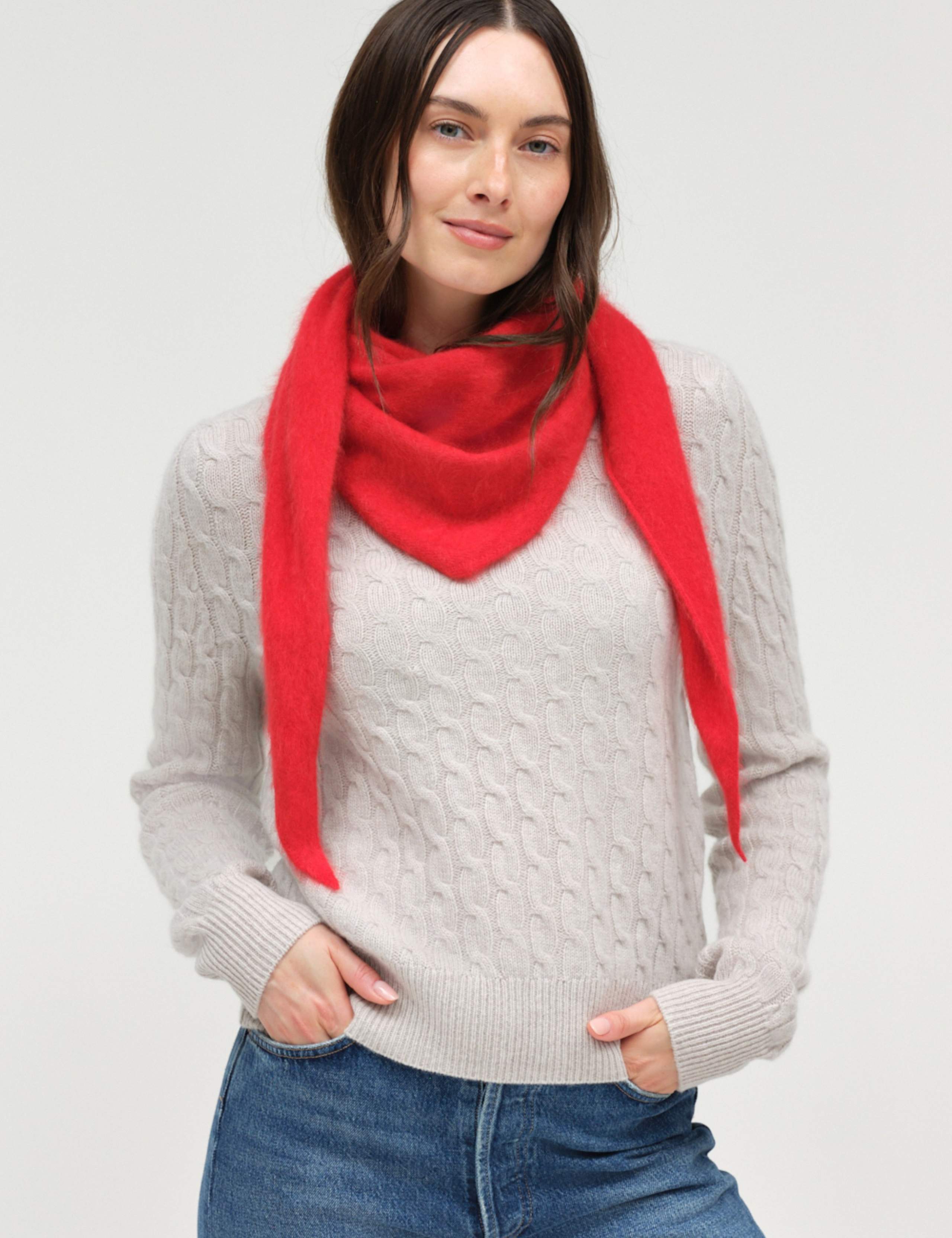 Wool Rich Jacquard Triangle Scarf