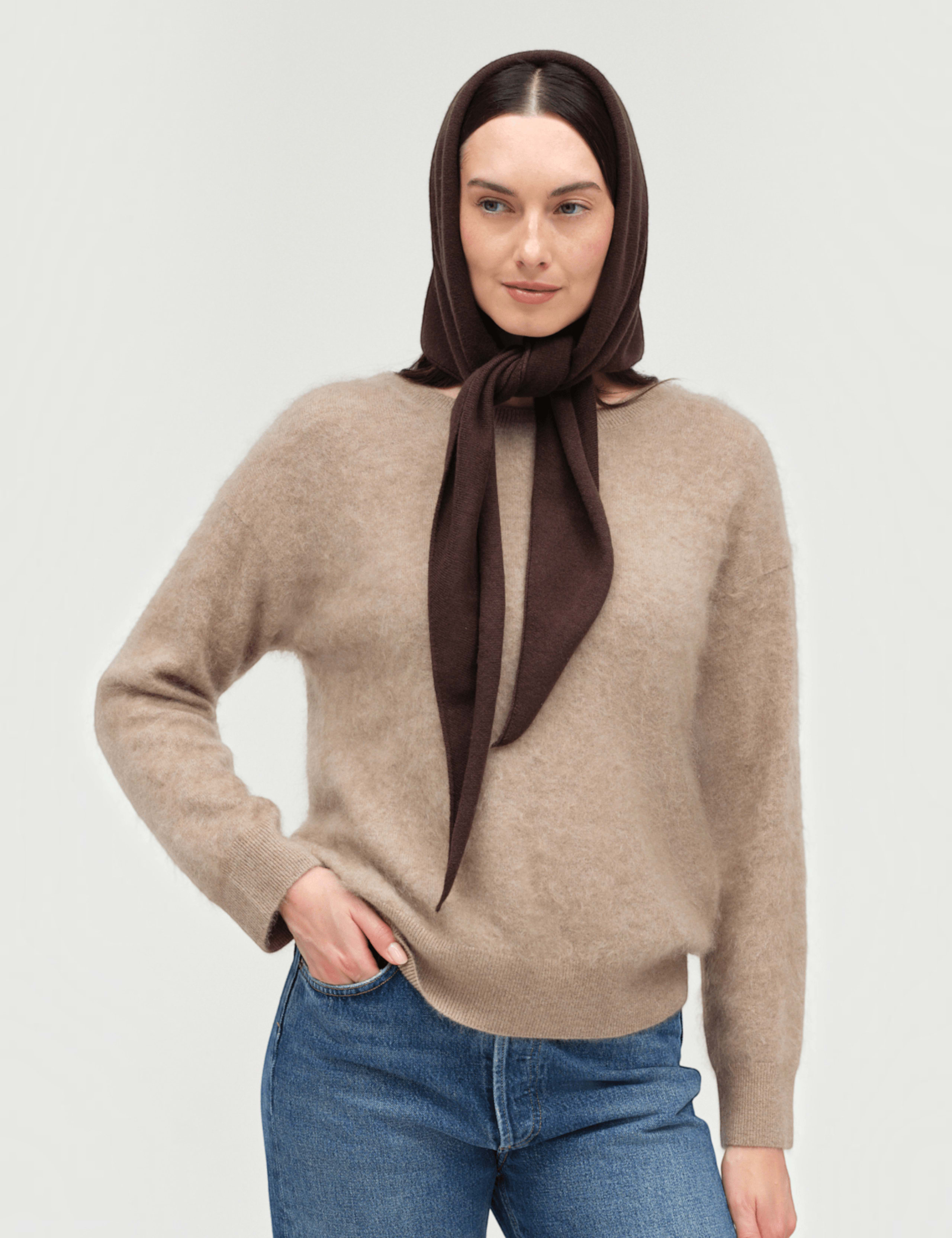 Wool Rich Jacquard Triangle Scarf