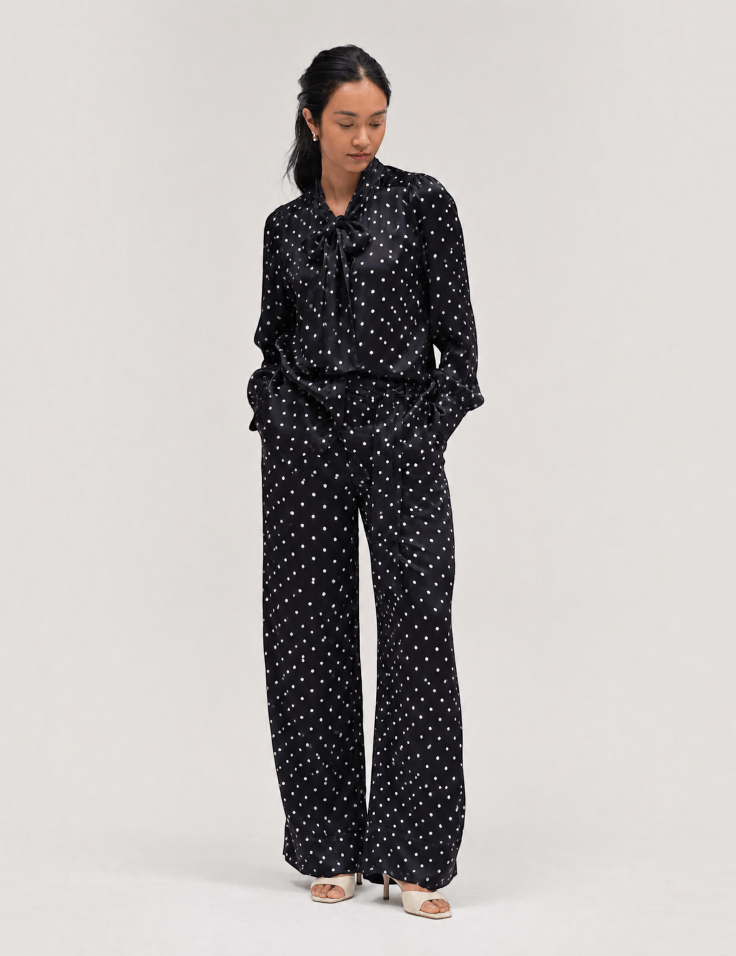 Polka Dot Straight Leg Trousers