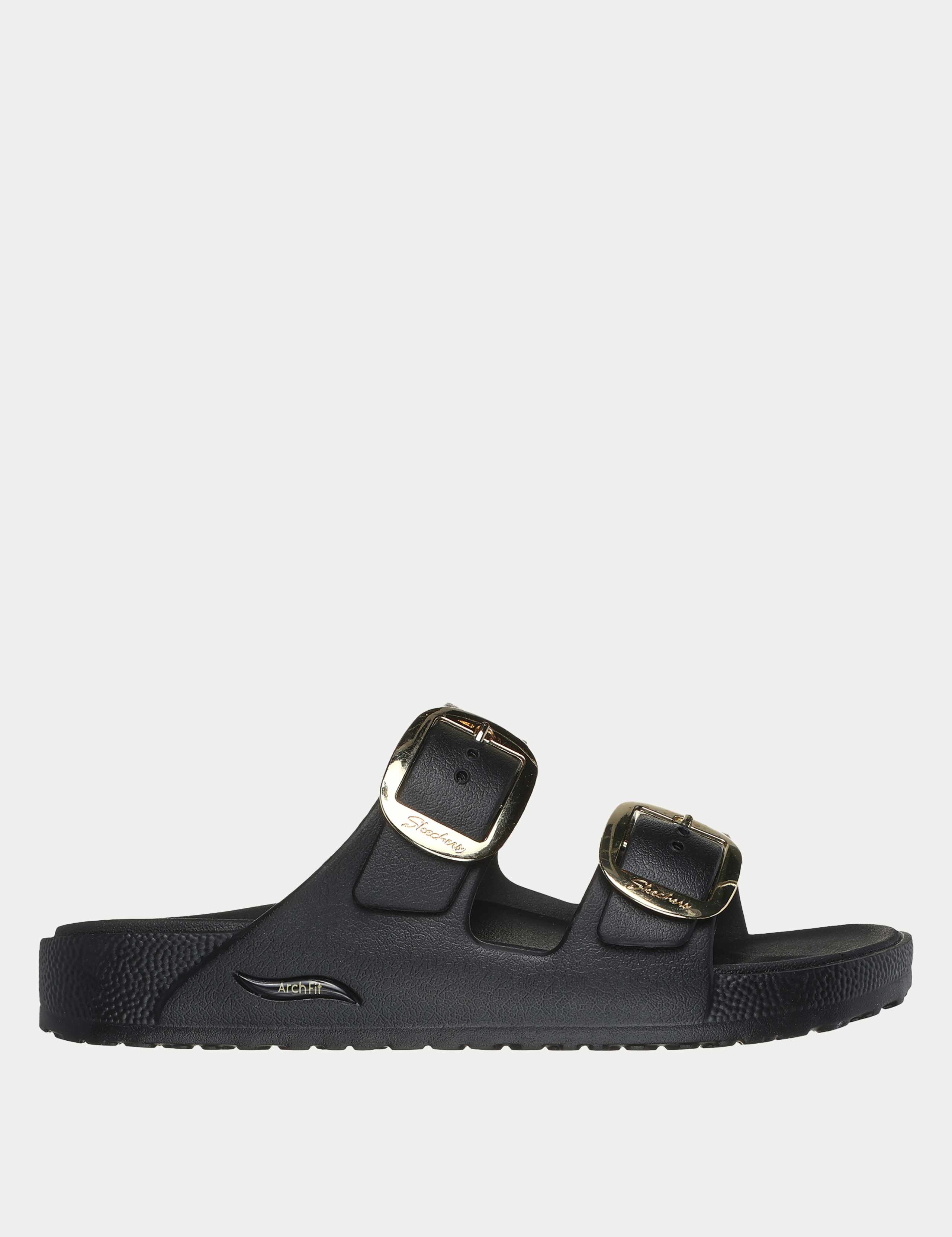 Metallic Buckle Footbed Sliders