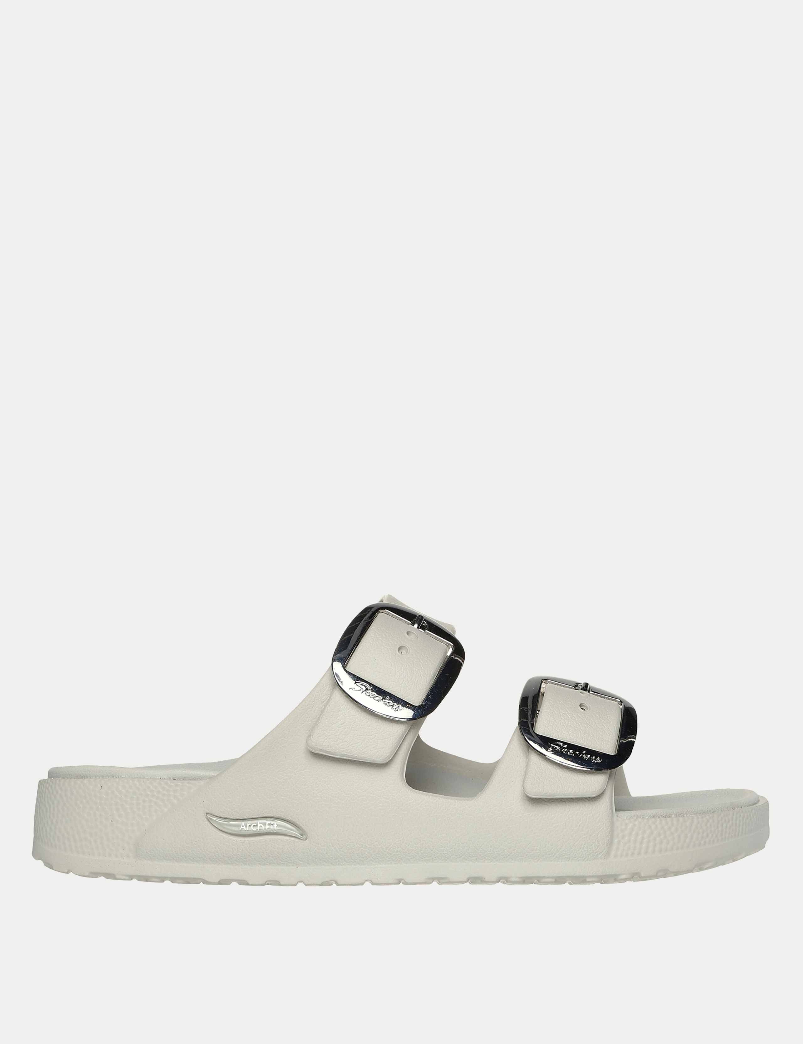 Metallic Buckle Footbed Sliders