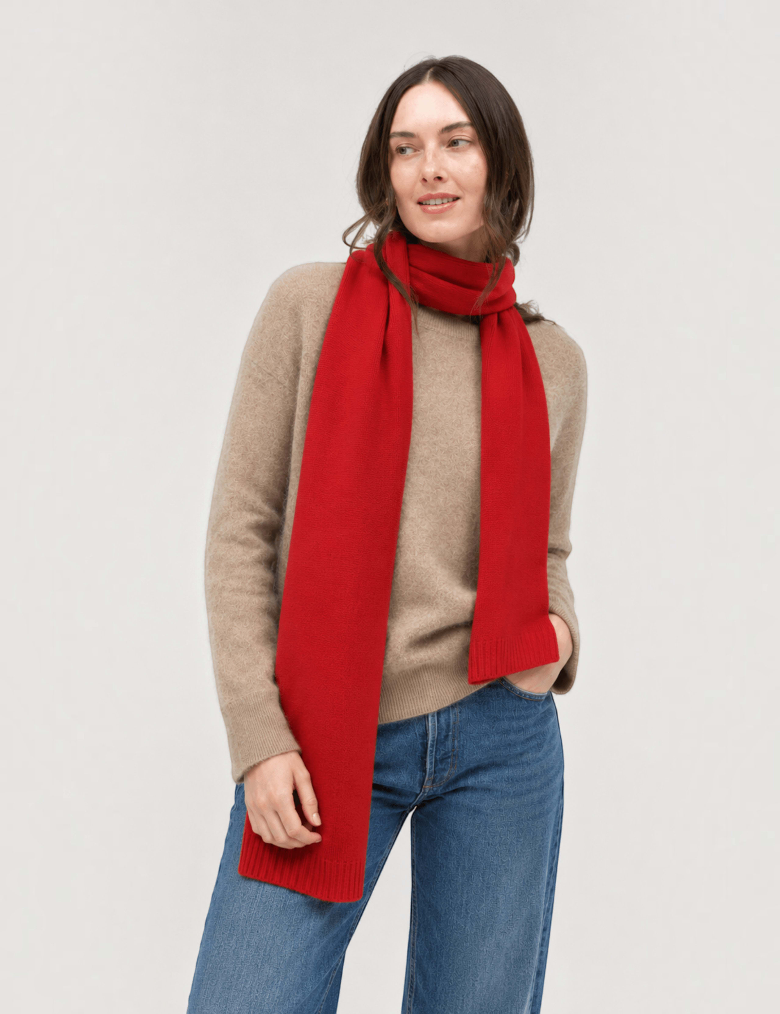 Wool Rich Knitted Scarf with Cashmere