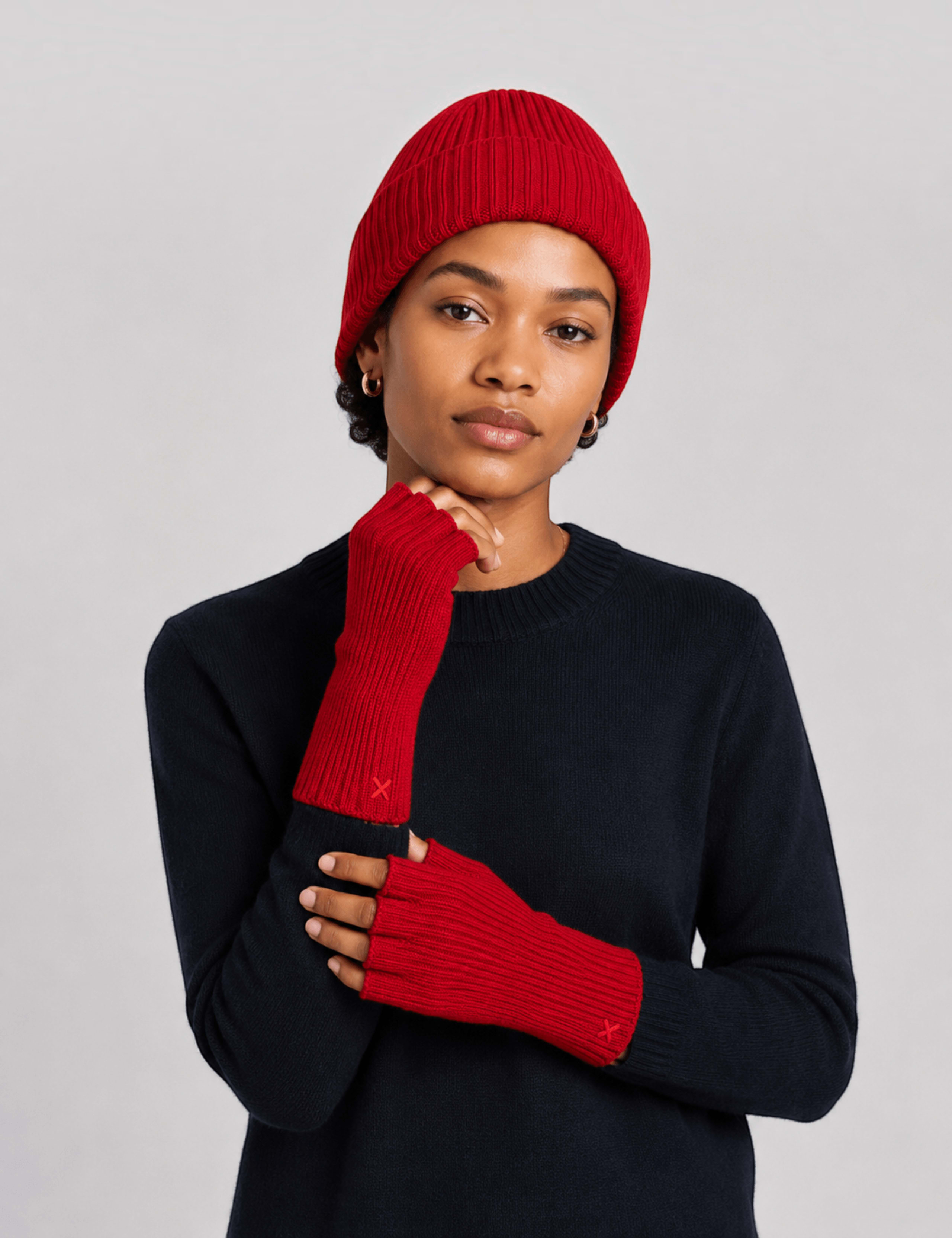 Wool Cashmere Ribbed Beanie Hat