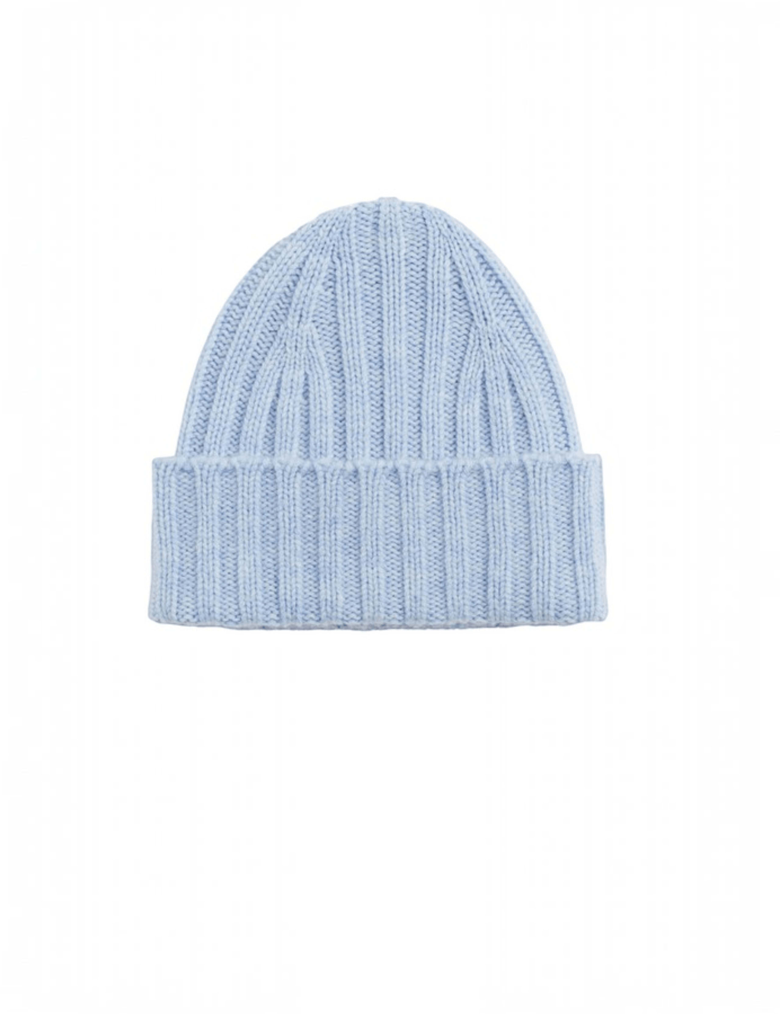 Wool Cashmere Ribbed Beanie Hat