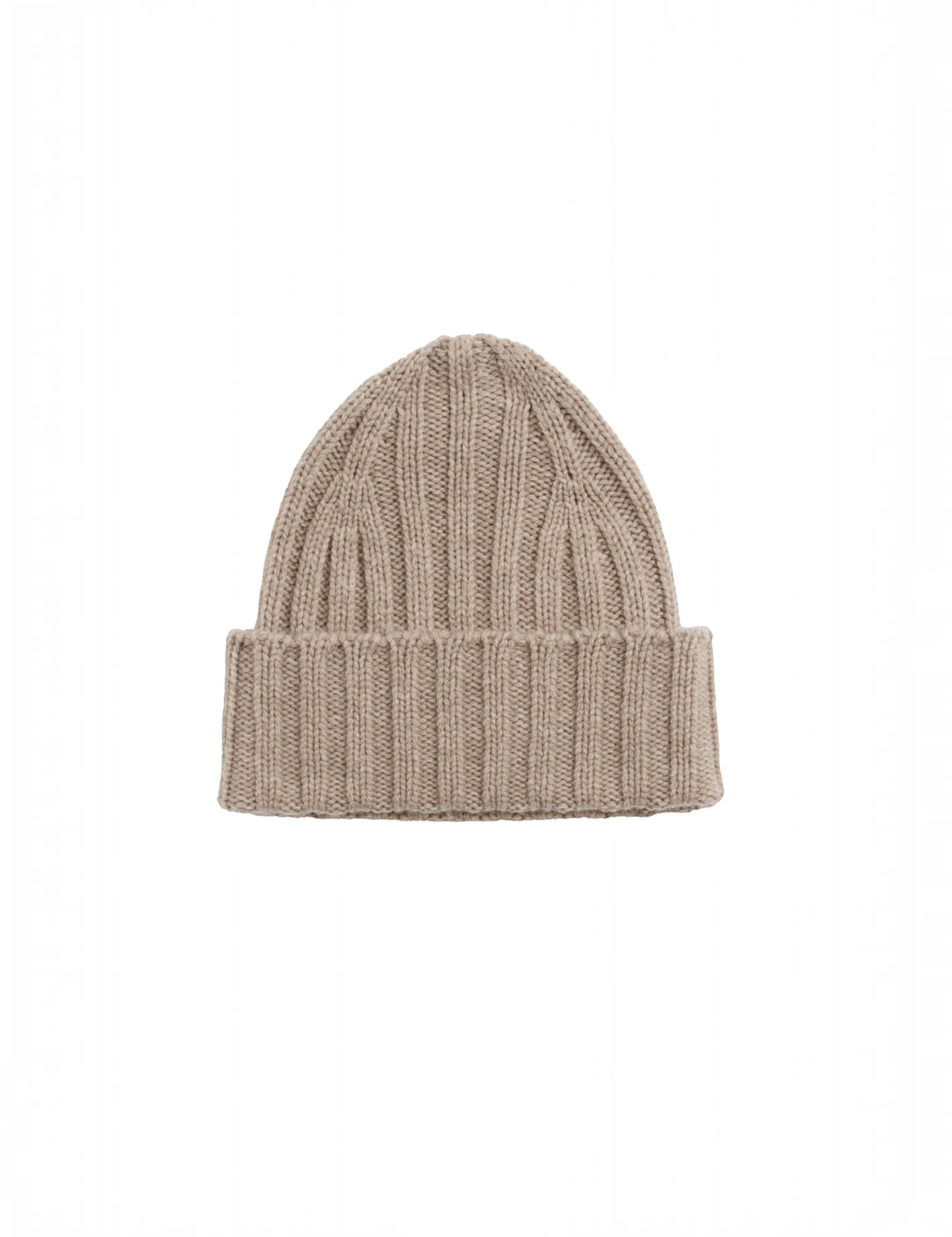 Wool Cashmere Ribbed Beanie Hat