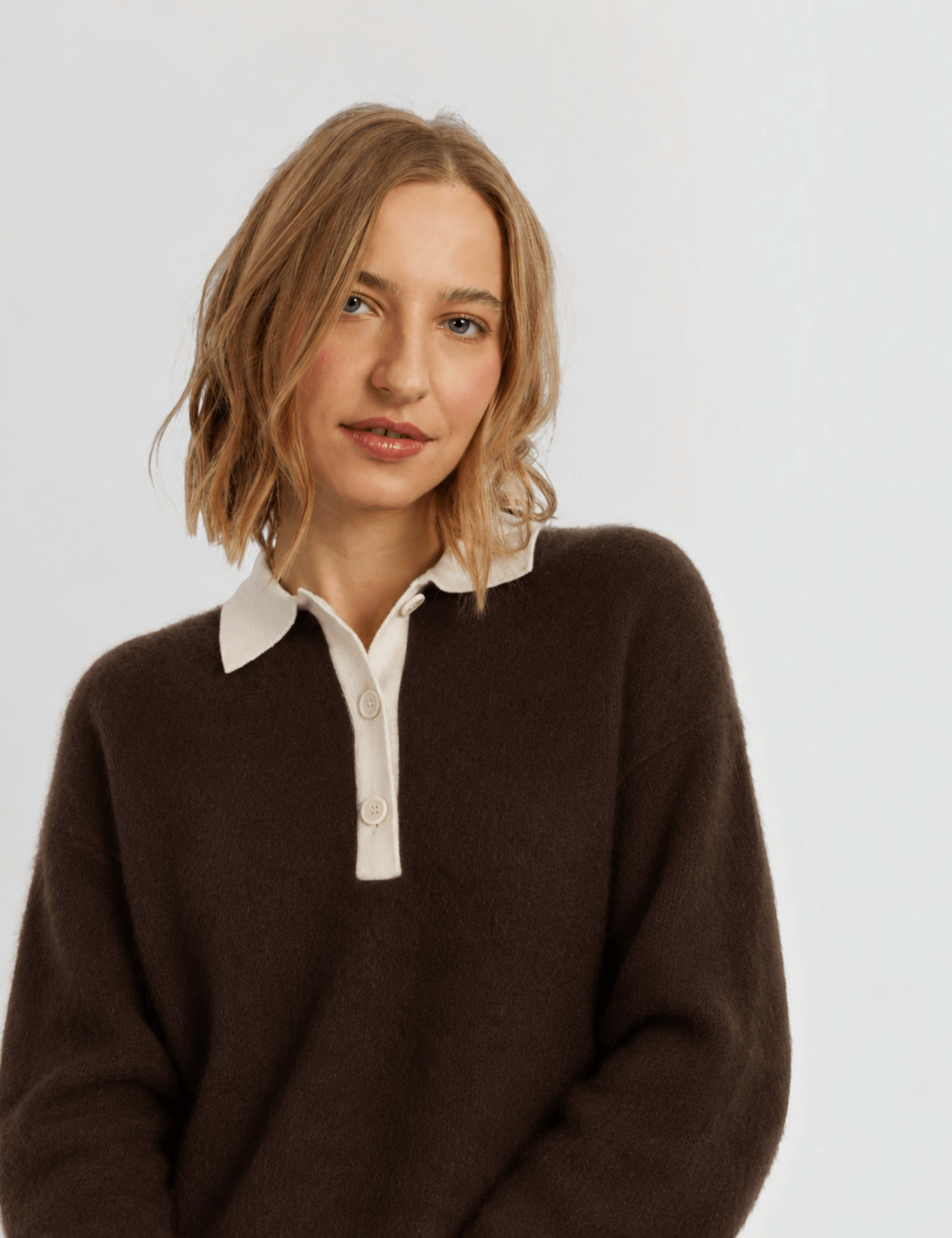 Pure Merino Wool Collared Relaxed Sweatshirt