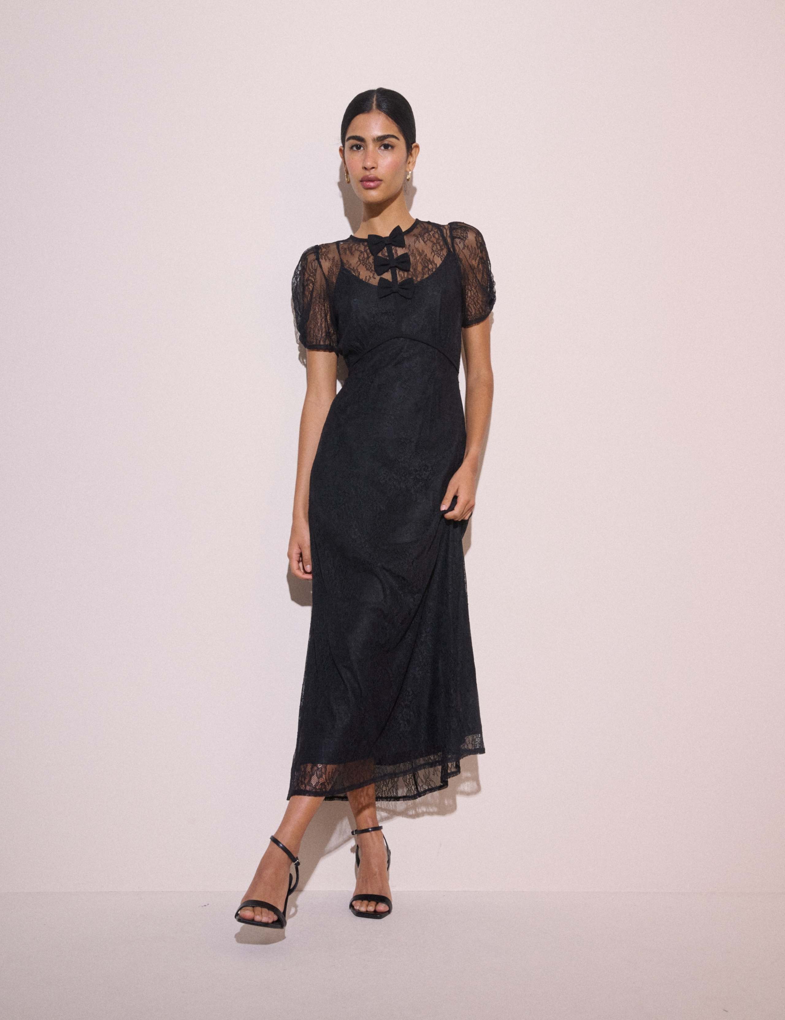 Tie Neck Midaxi Fit and Flare Dress