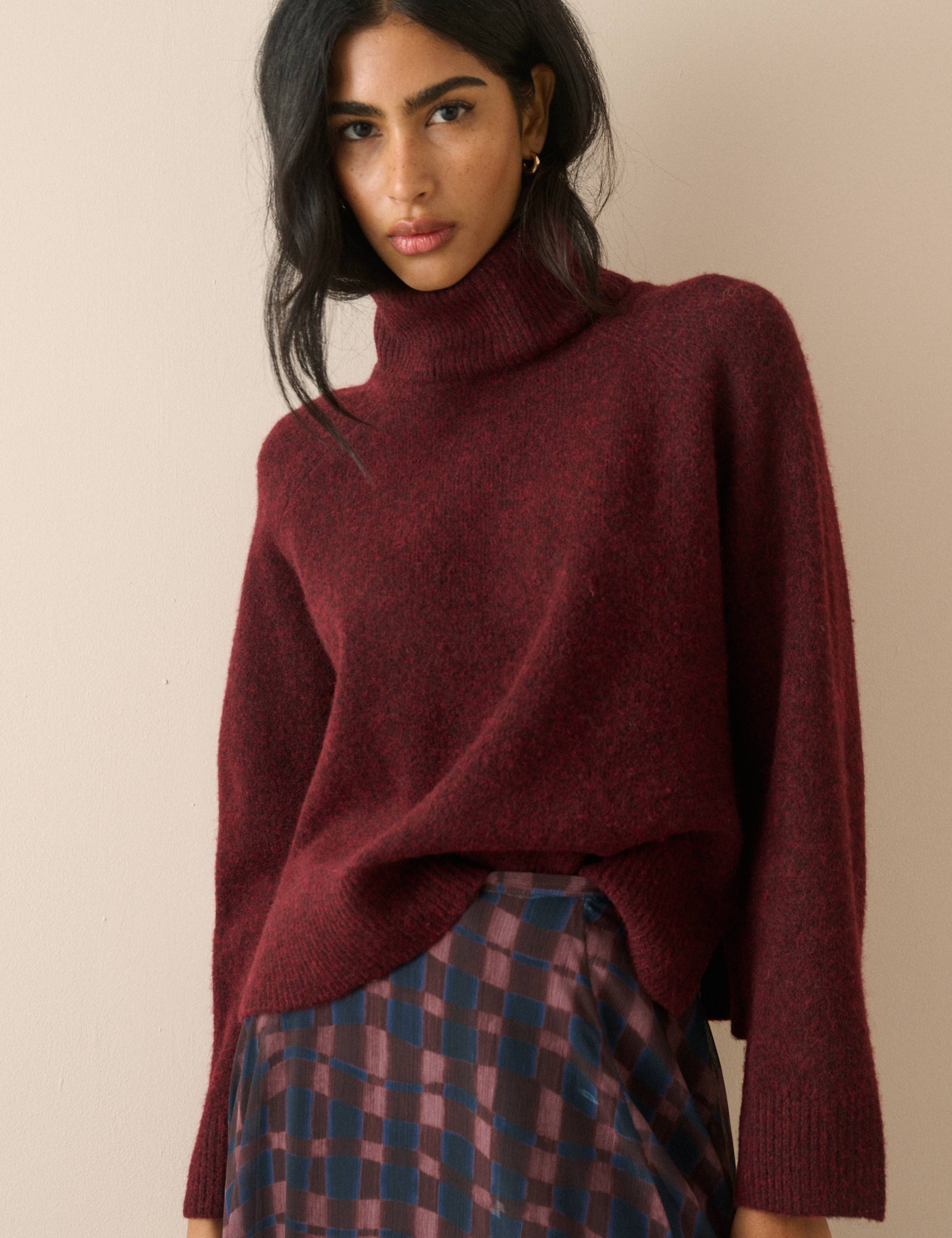 Roll Neck Relaxed Jumper with Wool