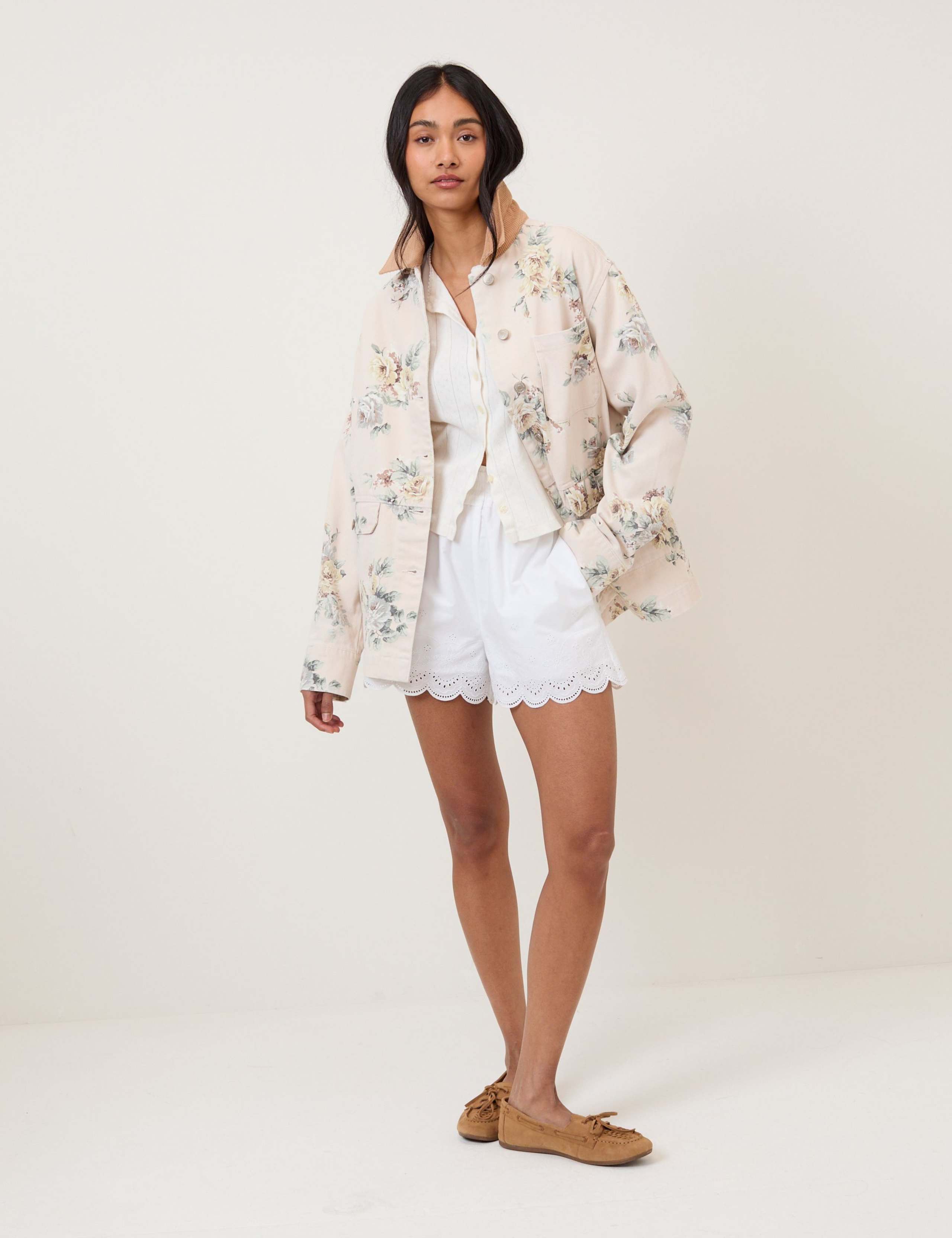 Denim Floral Relaxed Jacket