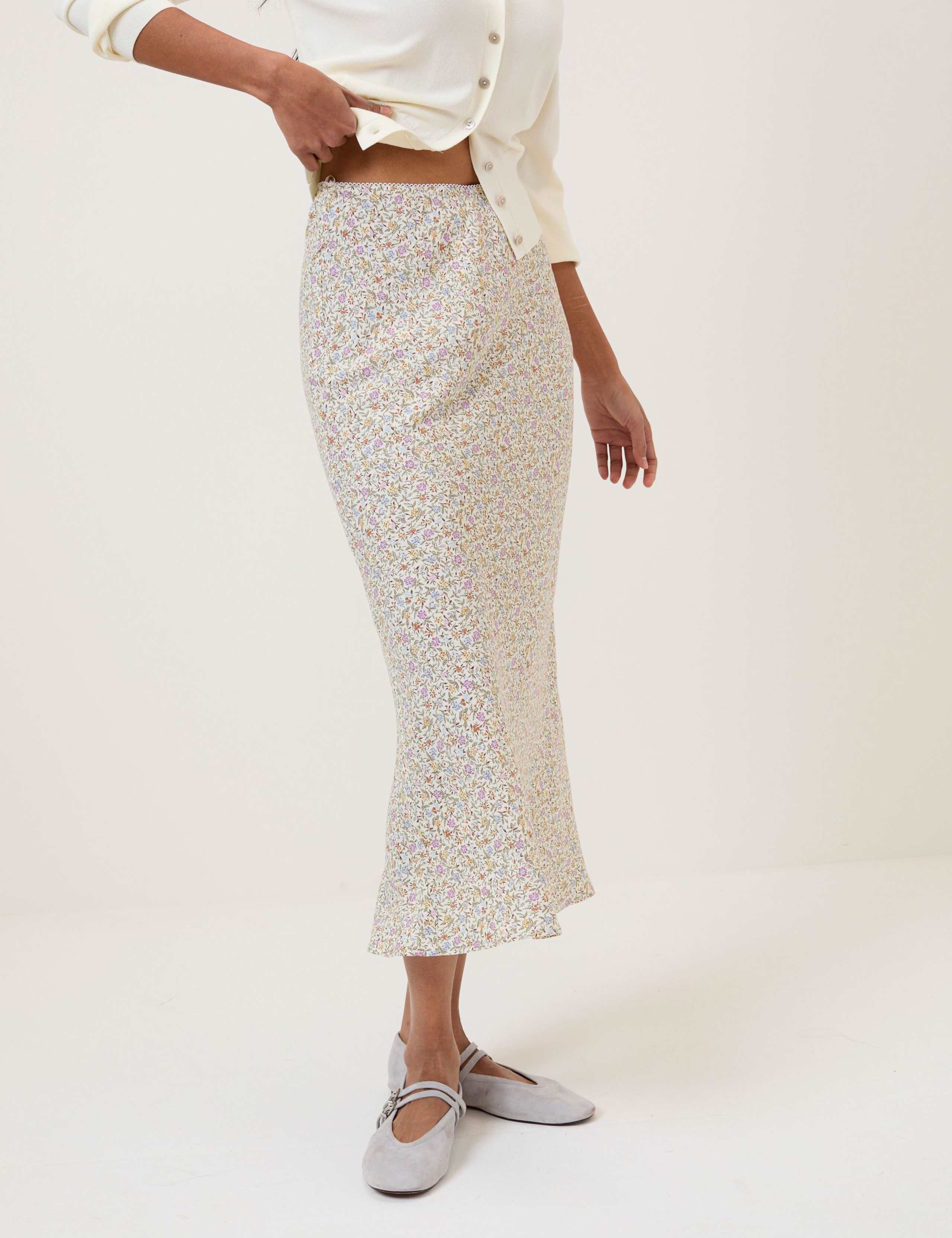 Floral Midi Slip Skirt