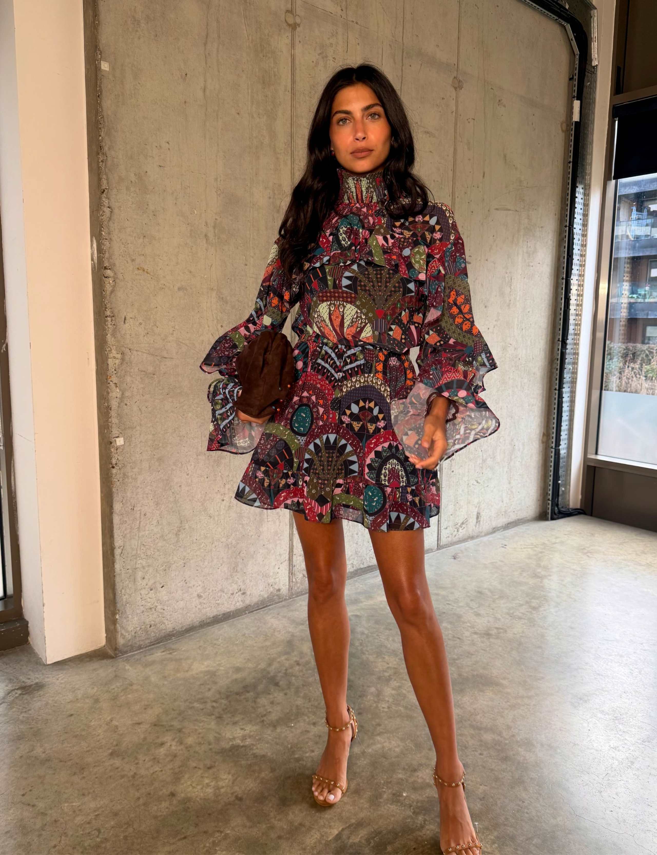 Paisley Crew Neck Smock Mini Dress