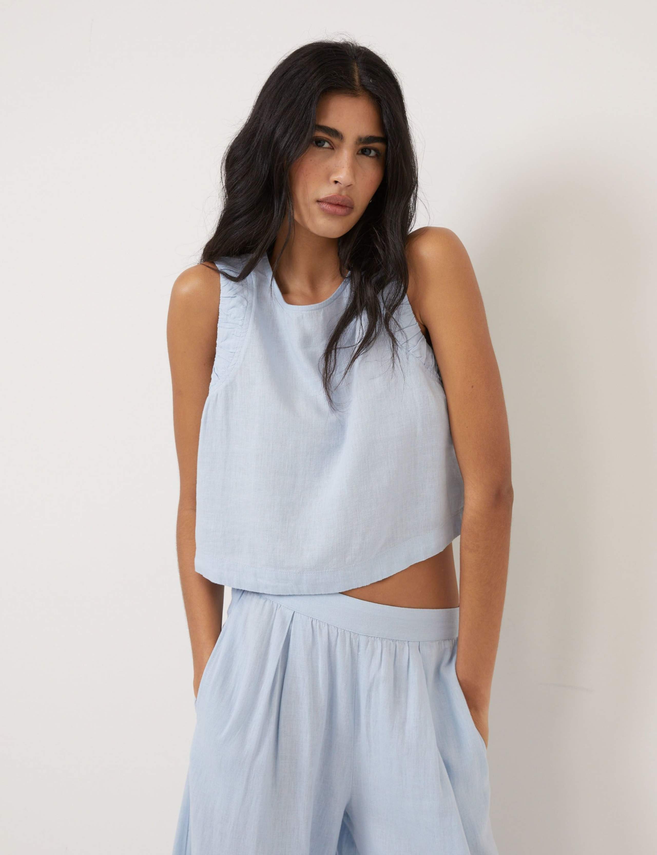 Linen Rich Ruched Vest Top