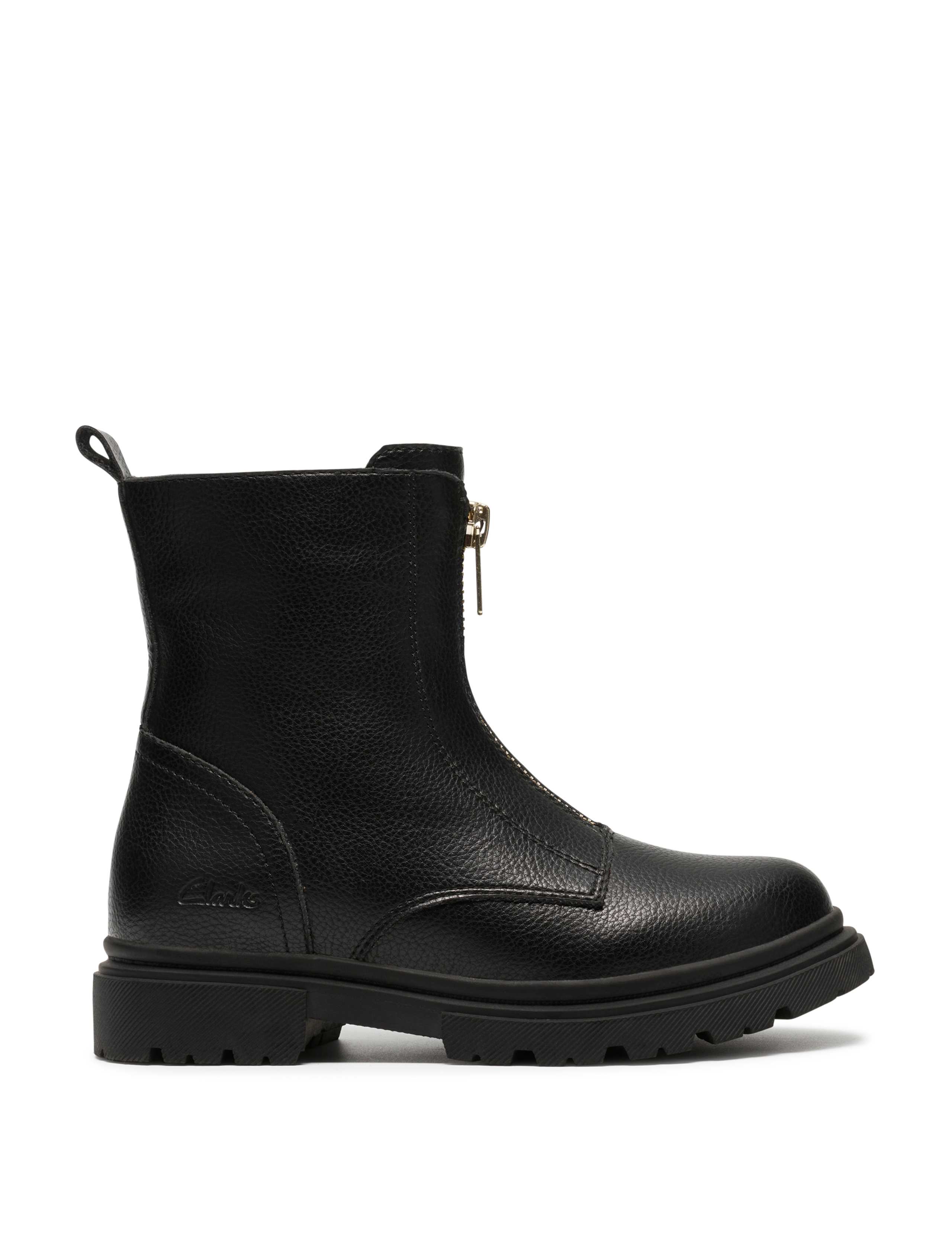 Kids Zip Up Chunky Ankle Boots (7 Small-2 Large)