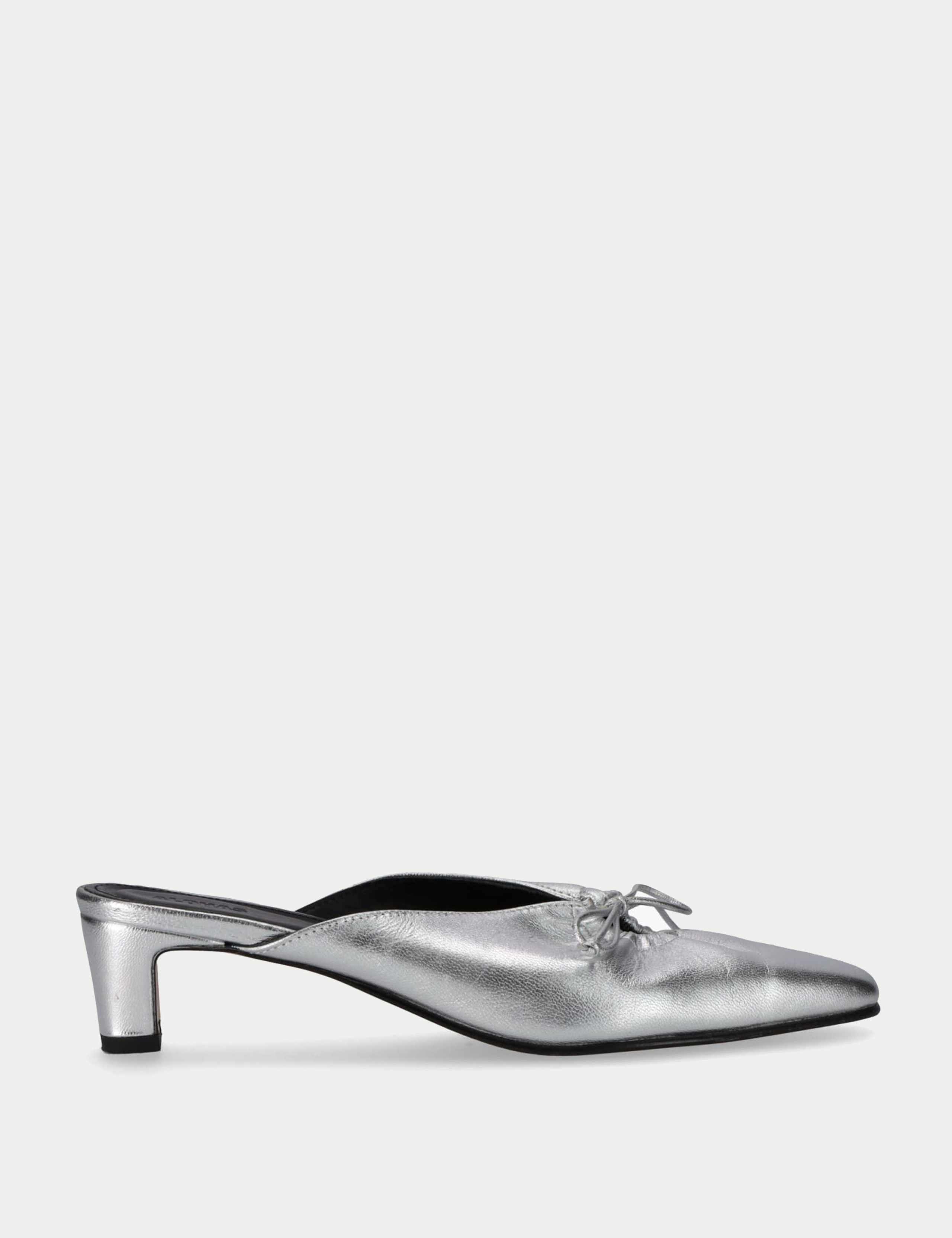 Amar Leather Metallic Kitten Heel Mules