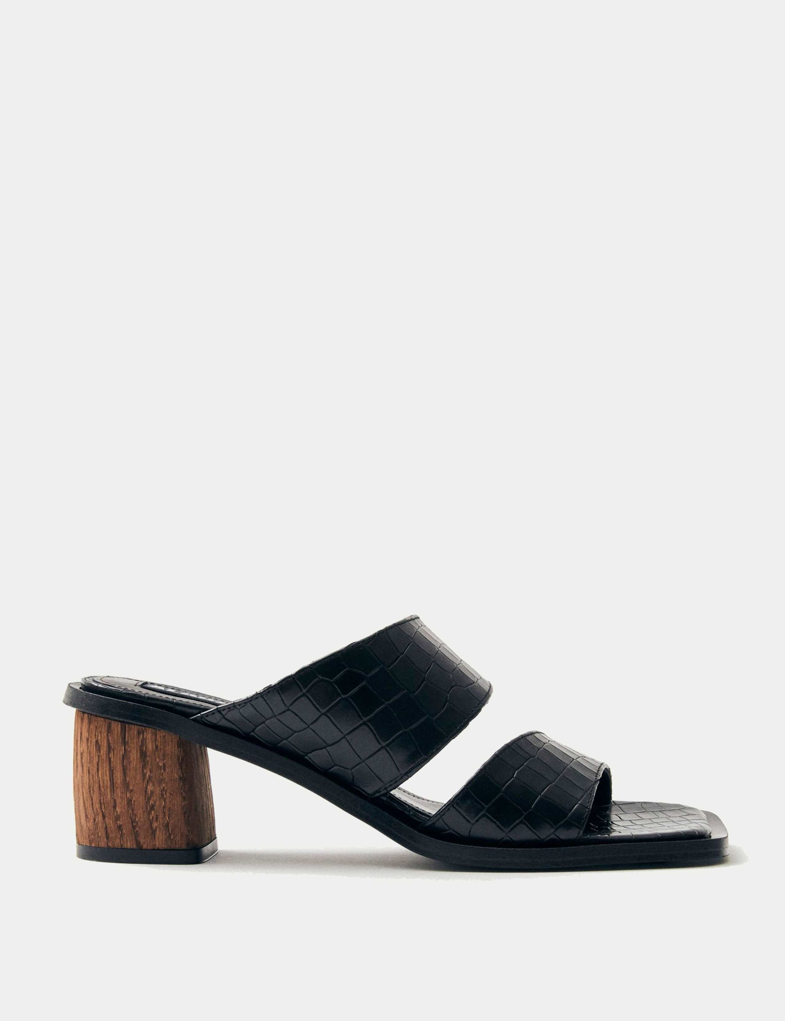 Gabin Leather Croc Asymmetric Mules