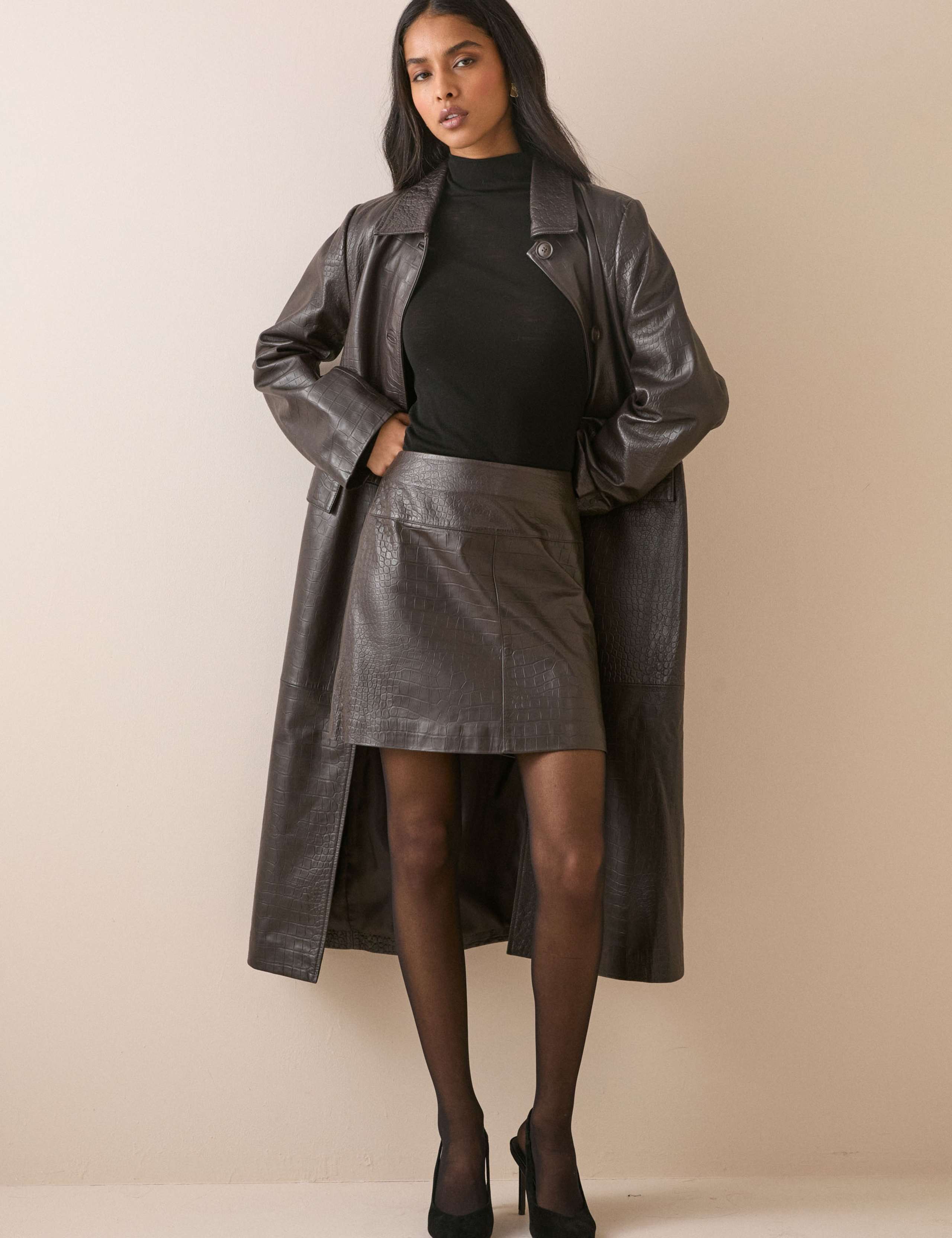 Leighton Leather Mini Pencil Skirt