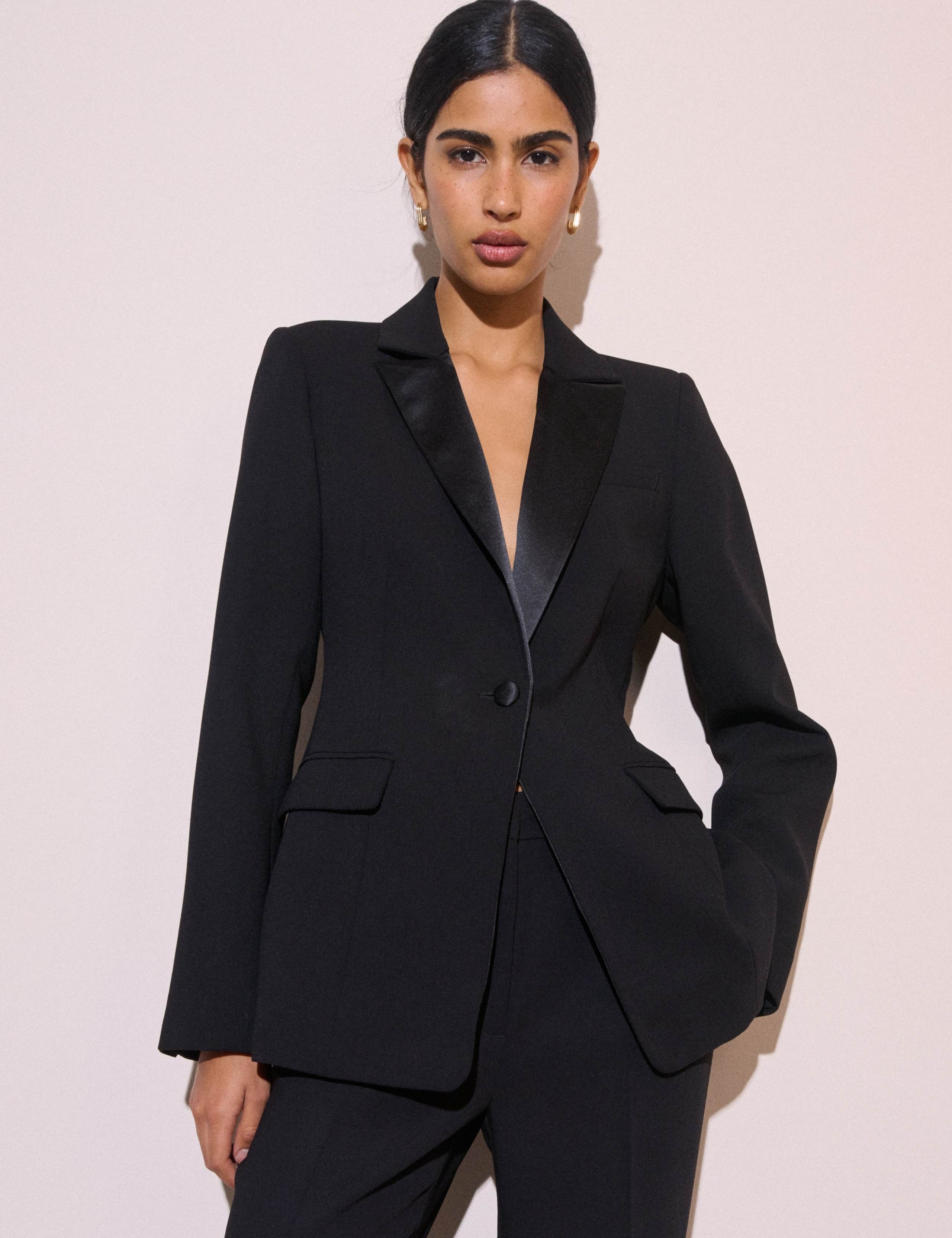 Satin Look Tailored Tuxedo Blazer