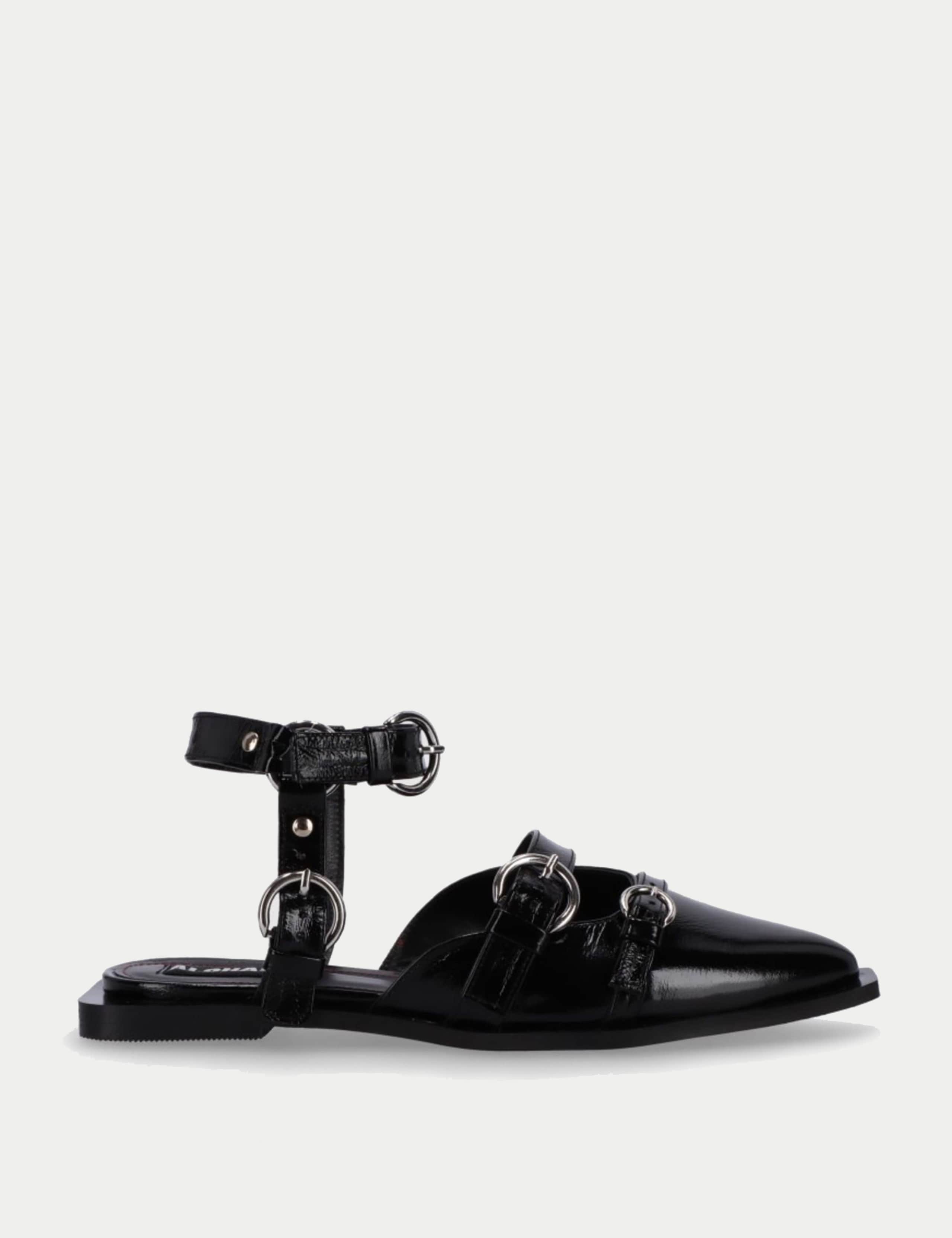 Thalara Leather Patent Flat Ballet Pumps