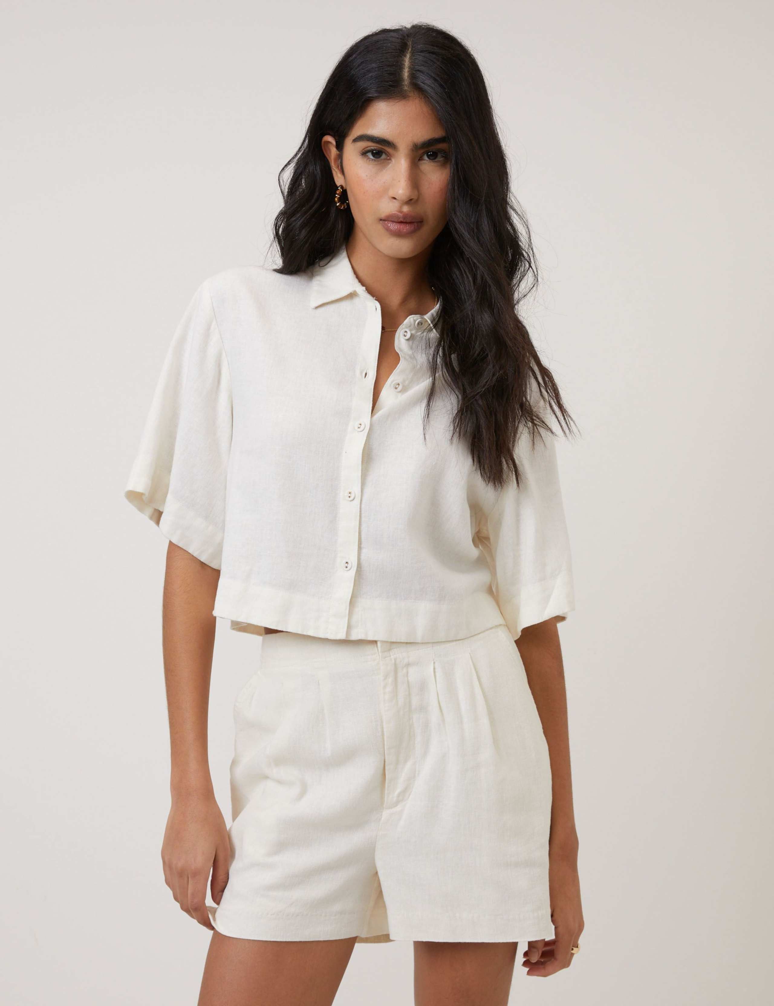 Linen Rich Collared Relaxed Shirt