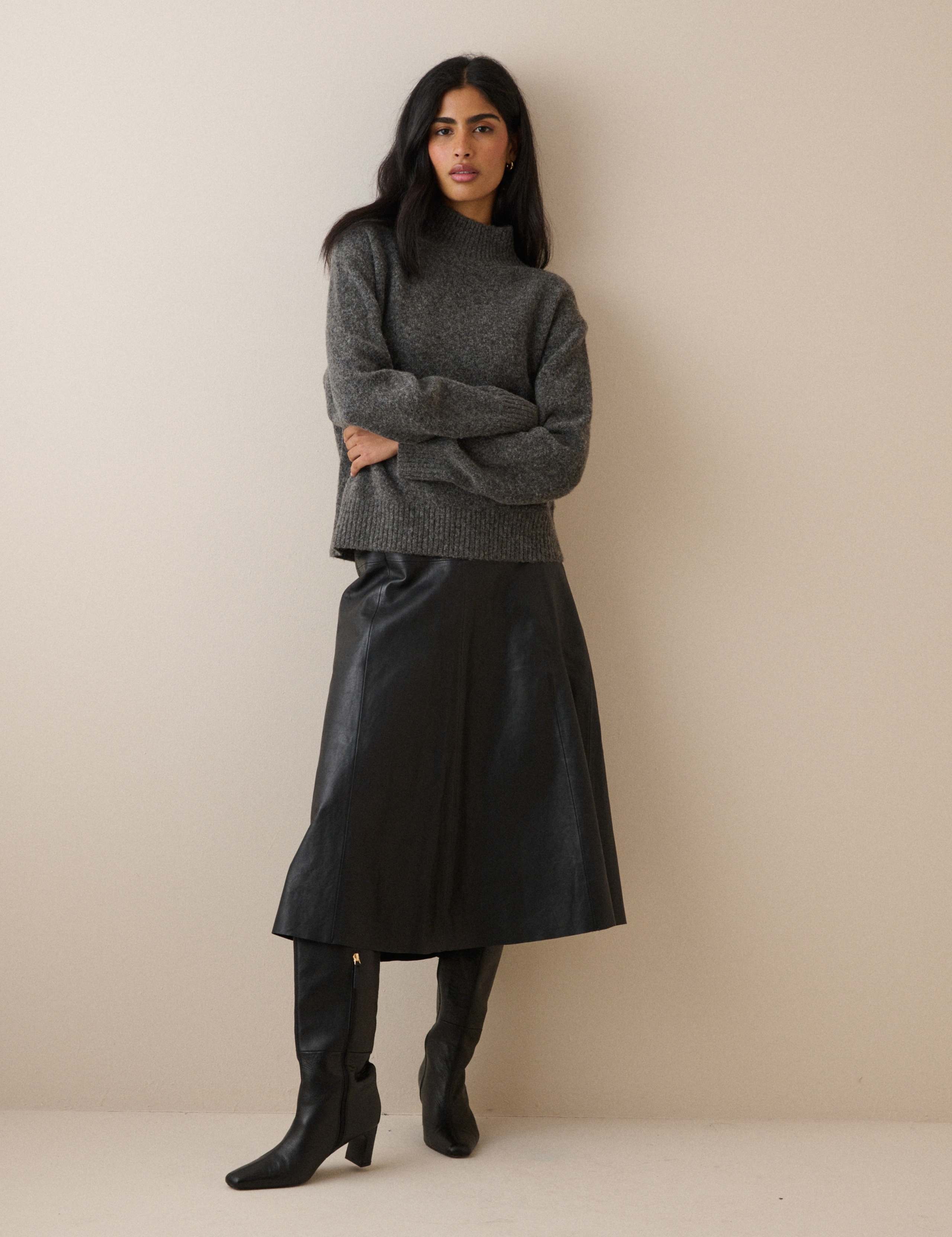 Funnel Neck Jumper with Wool