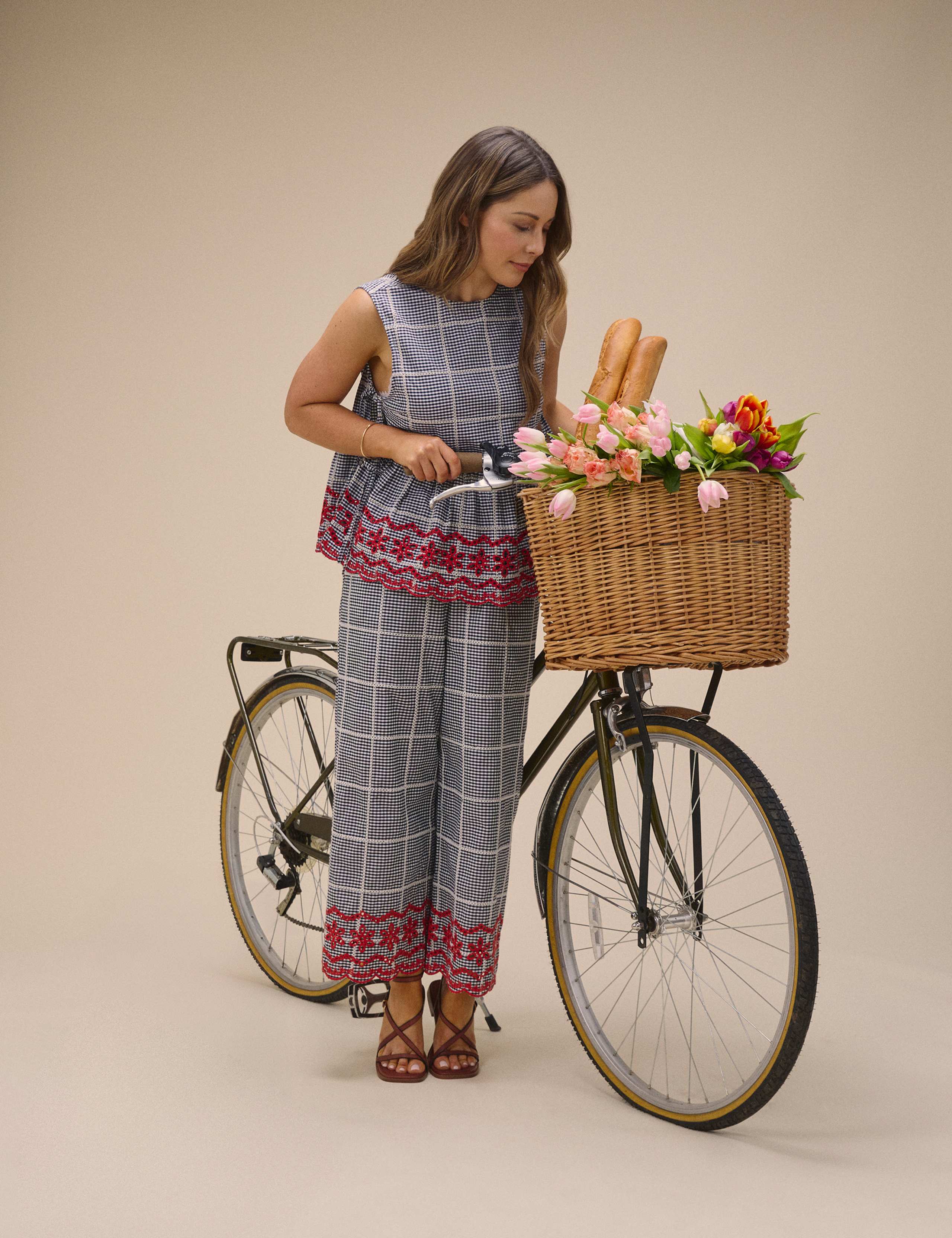 Pure Cotton Checked Cropped Trousers