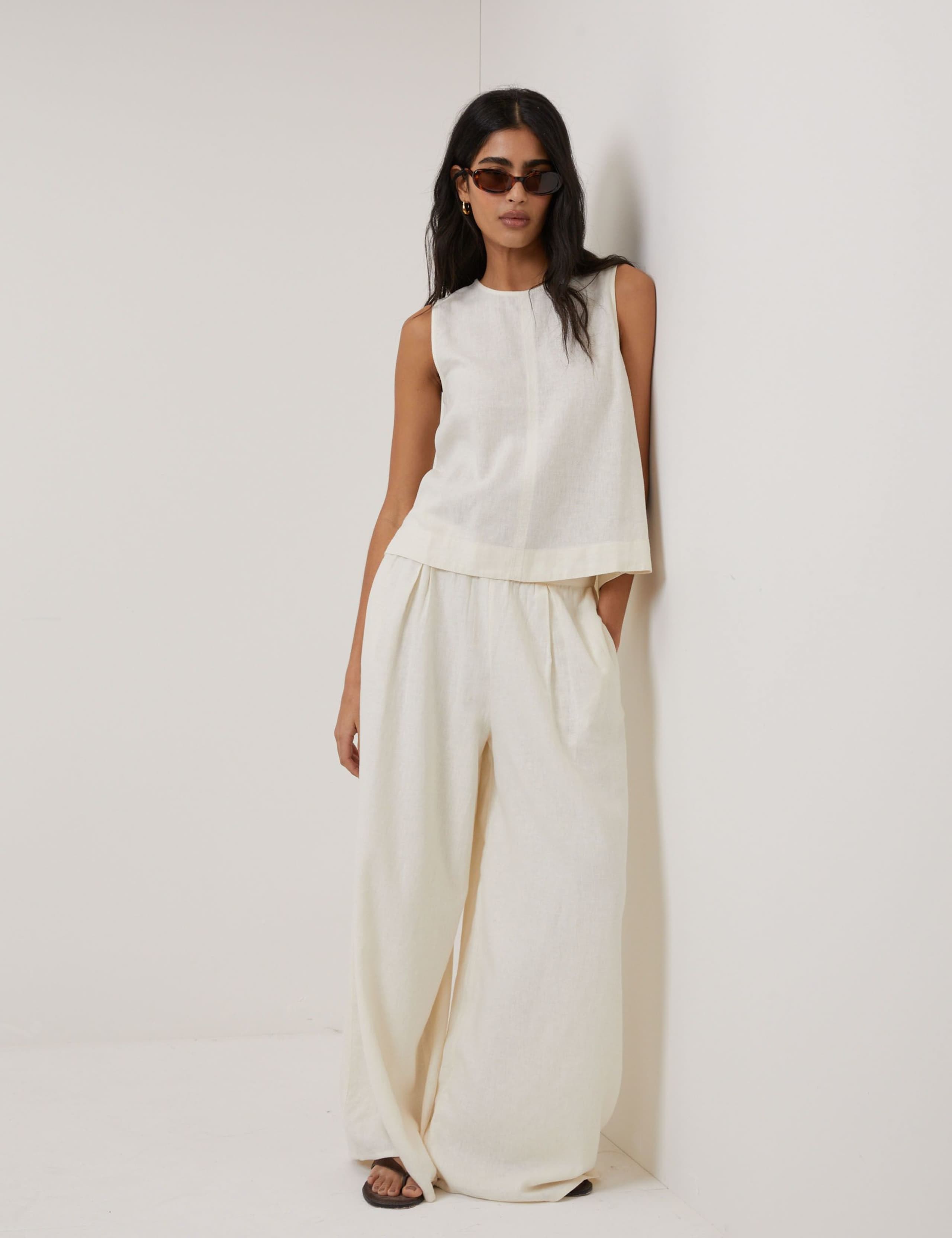 Linen Rich Drawstring Straight Leg Trousers