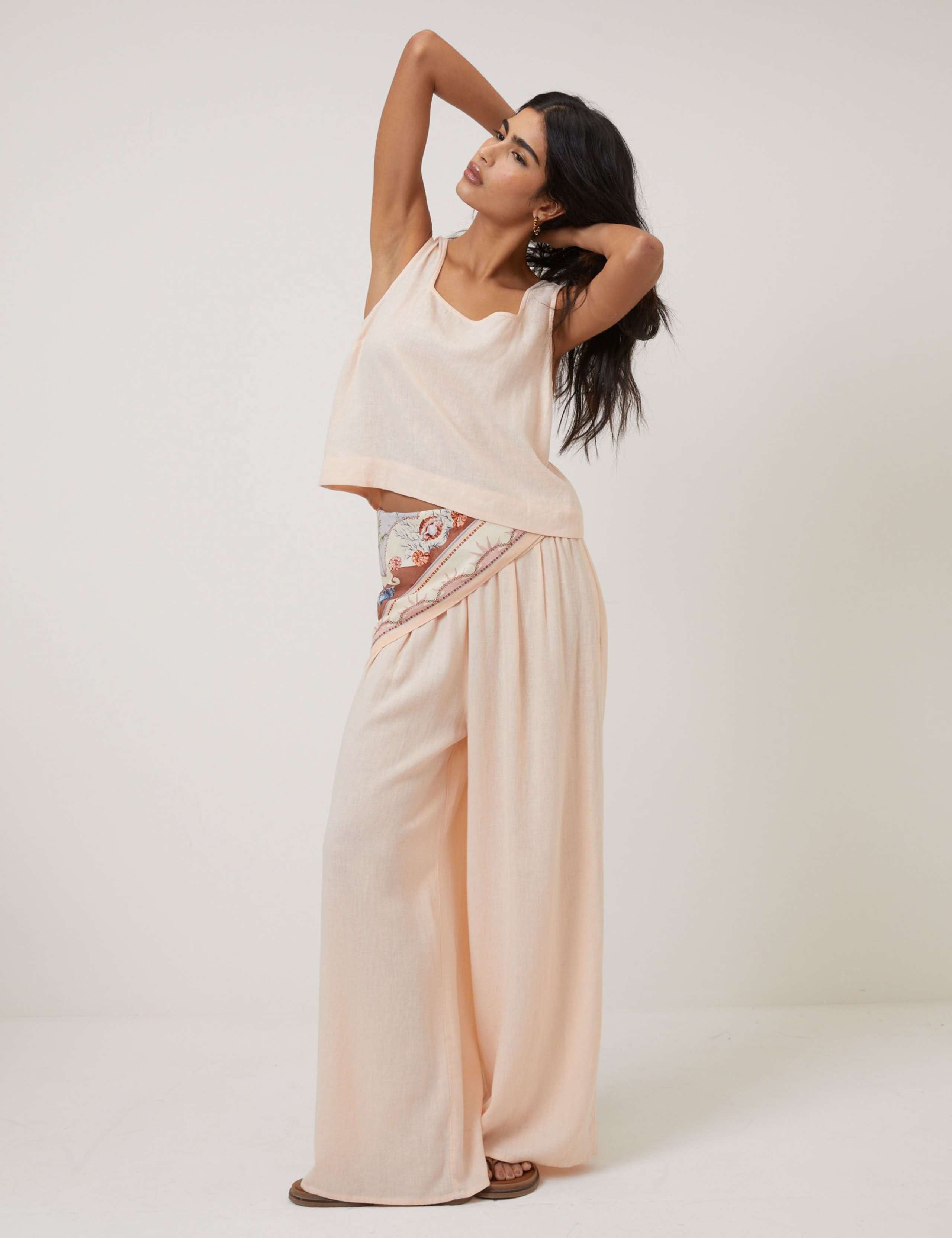 Linen Rich Wide Leg Trousers