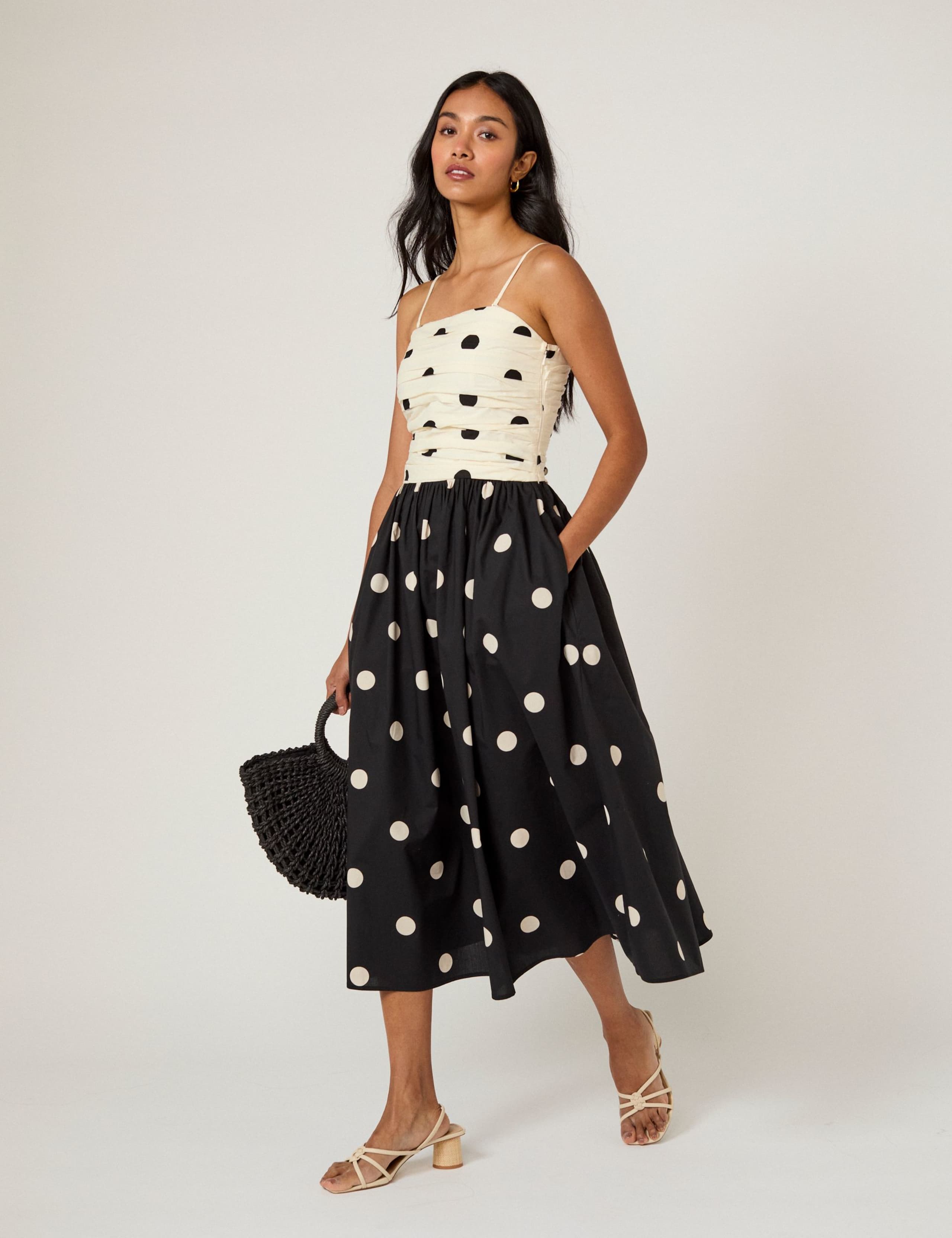 Pure Cotton Midi Waisted Dress