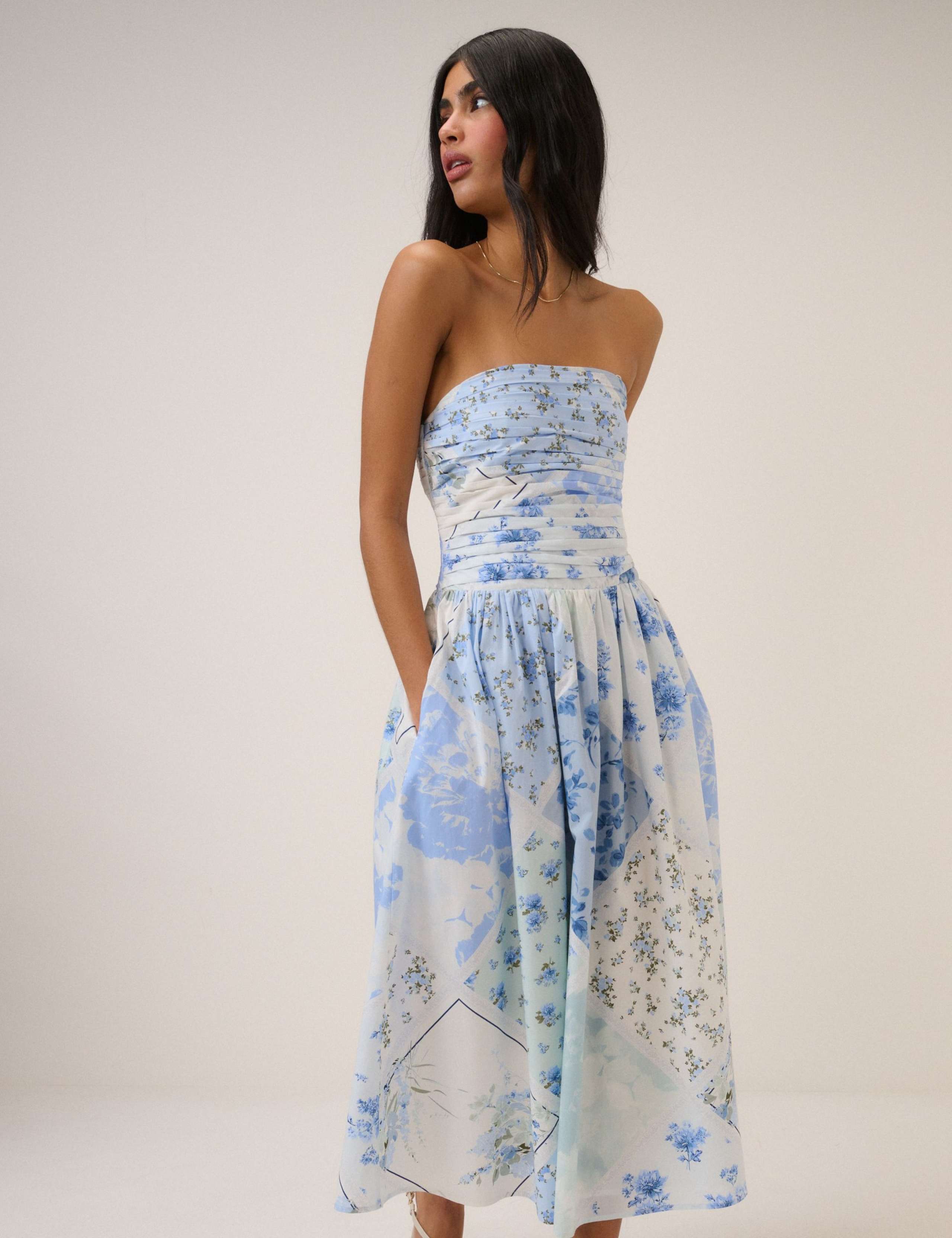 Pure Cotton Midi Waisted Dress