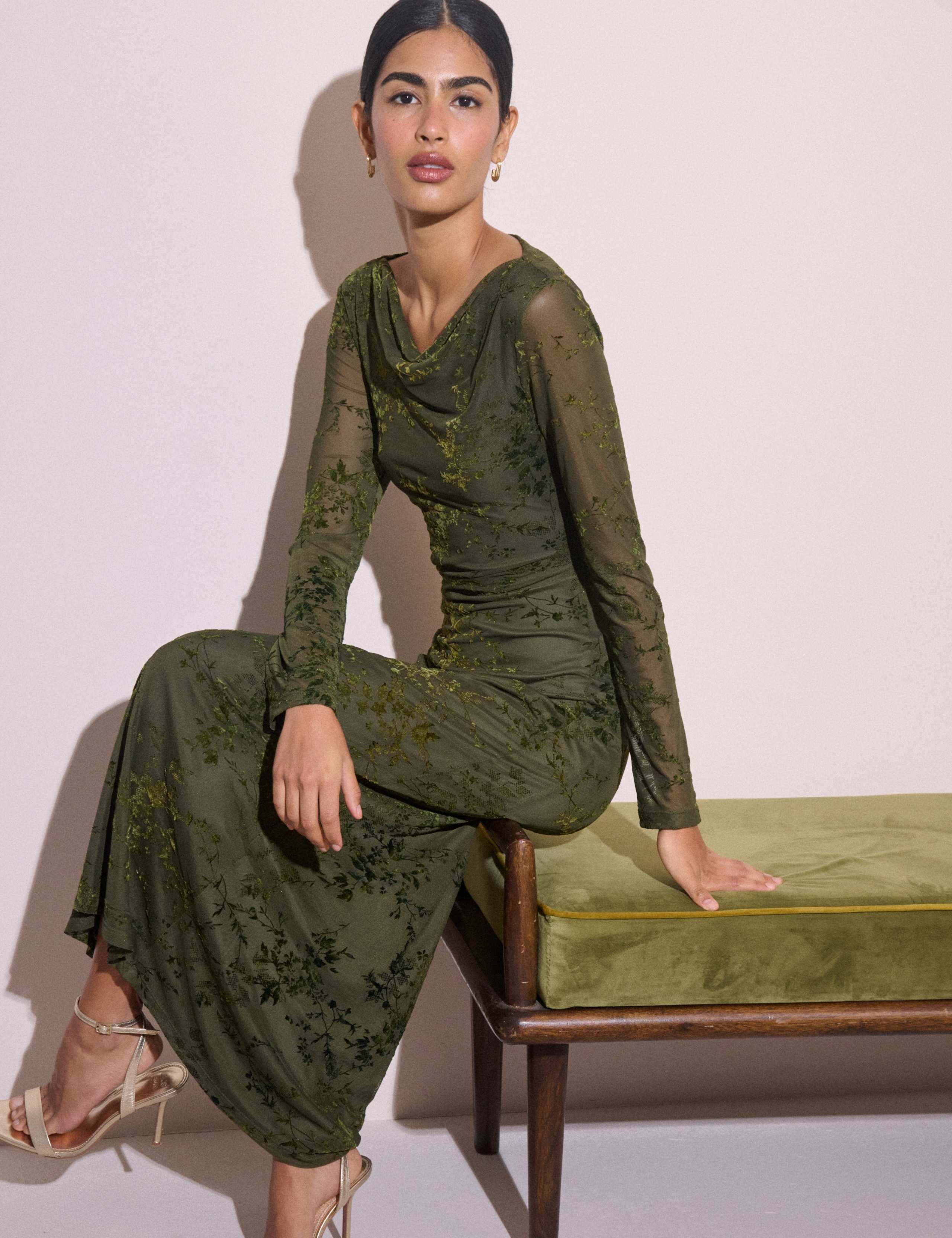 Lana Cowl Neck Midi Dress