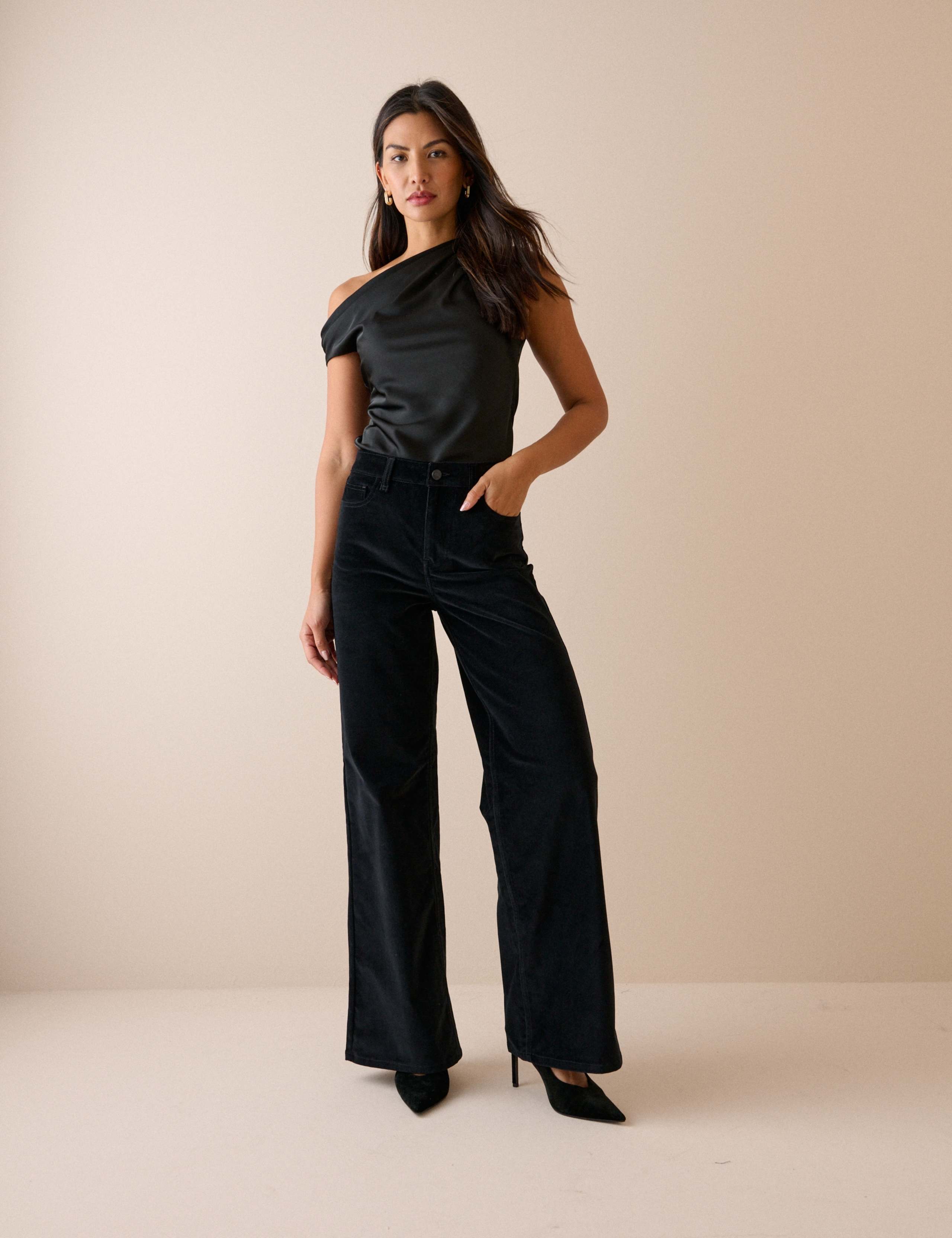 Soho Velvet High Waisted Wide Leg Jeans